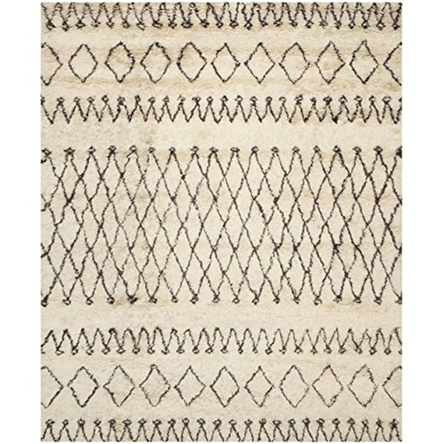 New Rug Collections CSB851A-9-Color:Ivory/Black,Design:Shag & Flokati,Shape:Medium Rectangle,Size:8'L x 5'W