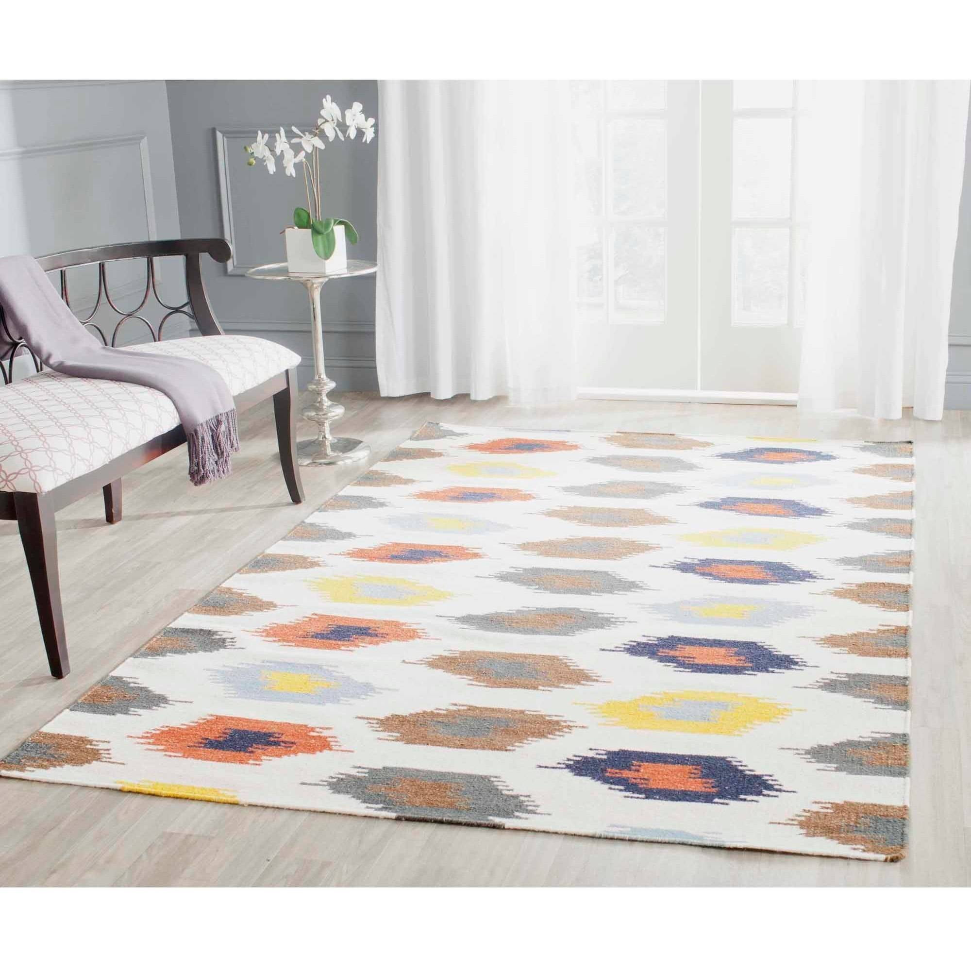 Safavieh  Handmade Flatweave Dhurries Terese Modern Wool Rug 4' x 6' 4' x 6' Indoor,Handmade Living Room,Bedroom Rectangle