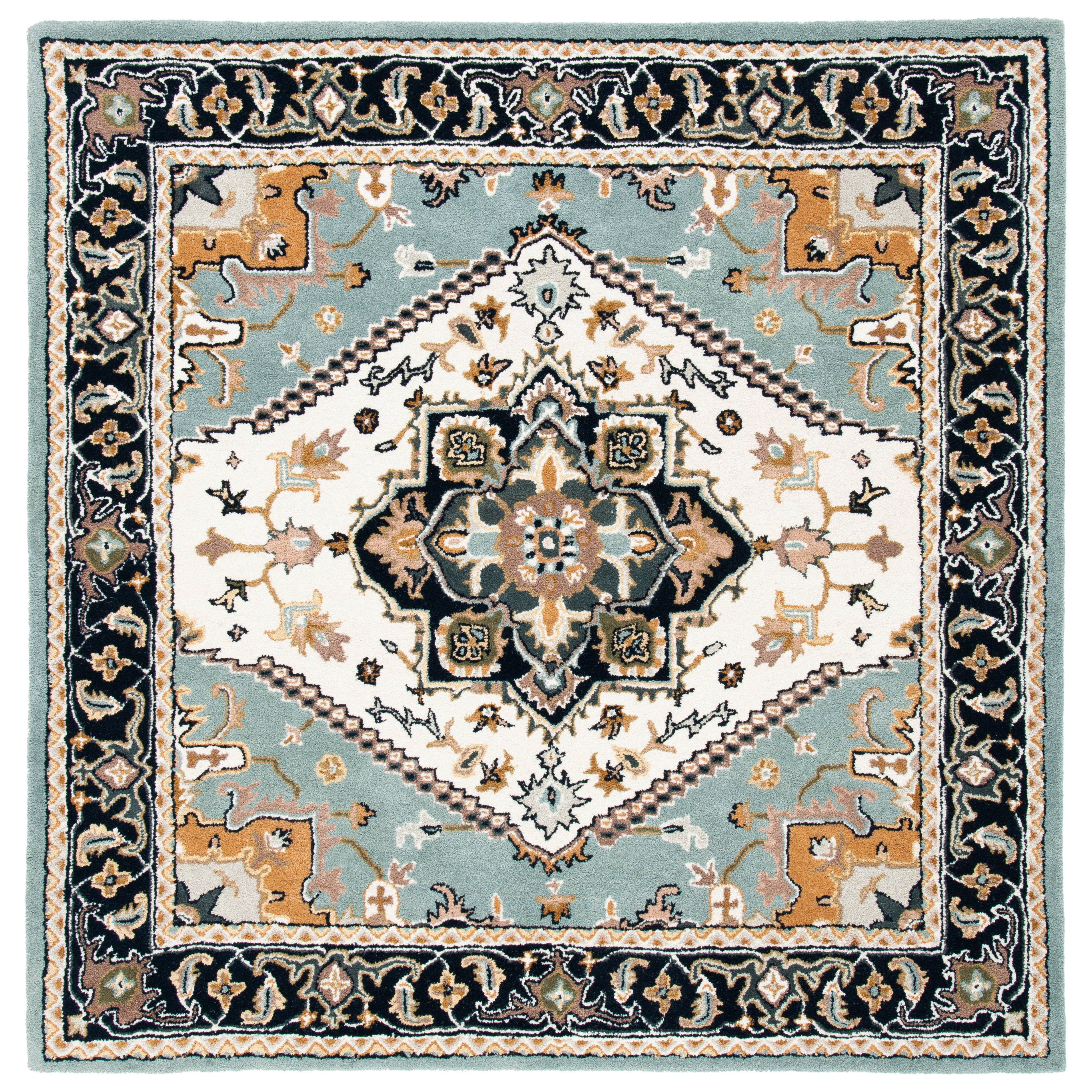 SAFAVIEH Heritage York Oriental Wool Area Rug, Grey/Green, 10' x 10' Square