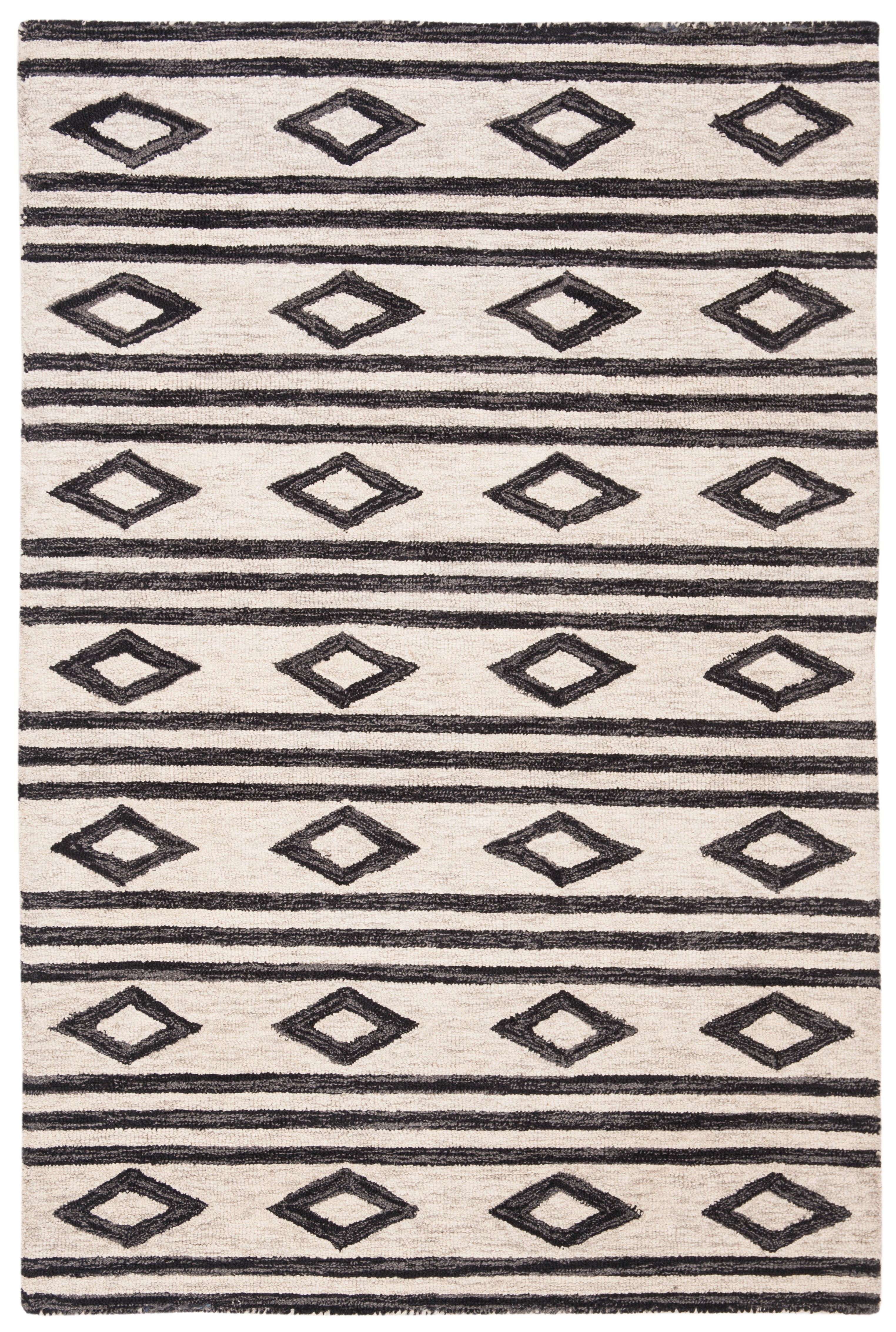 Micro-Loop MLP153 Hand Tufted Accent Rug - Ivory/Charcoal - 2'6"x4' - Safavieh.