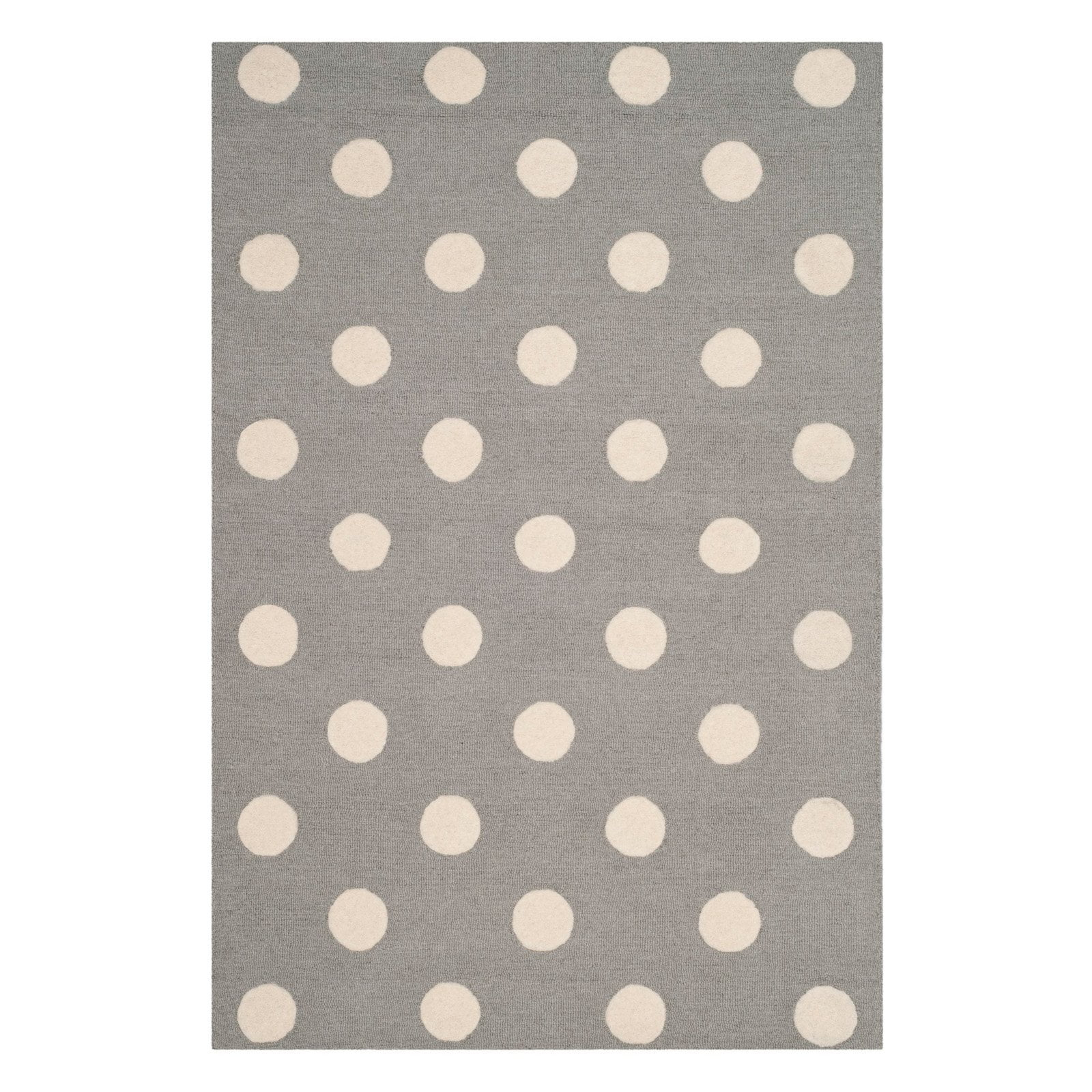 Safavieh Kids Polka Dots SFK904 Hand Tufted Indoor Area Rug - Grey/Ivory - 5' Round - Safavieh