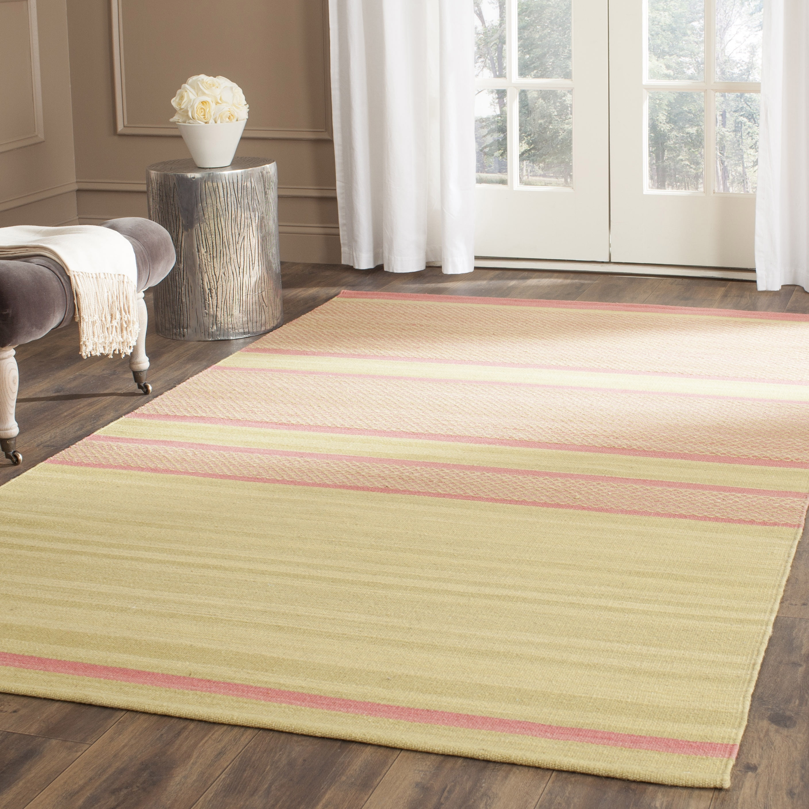Kilim KLM952 Hand Woven Area Rug - Lime/Pink - 5'x8' - Safavieh.