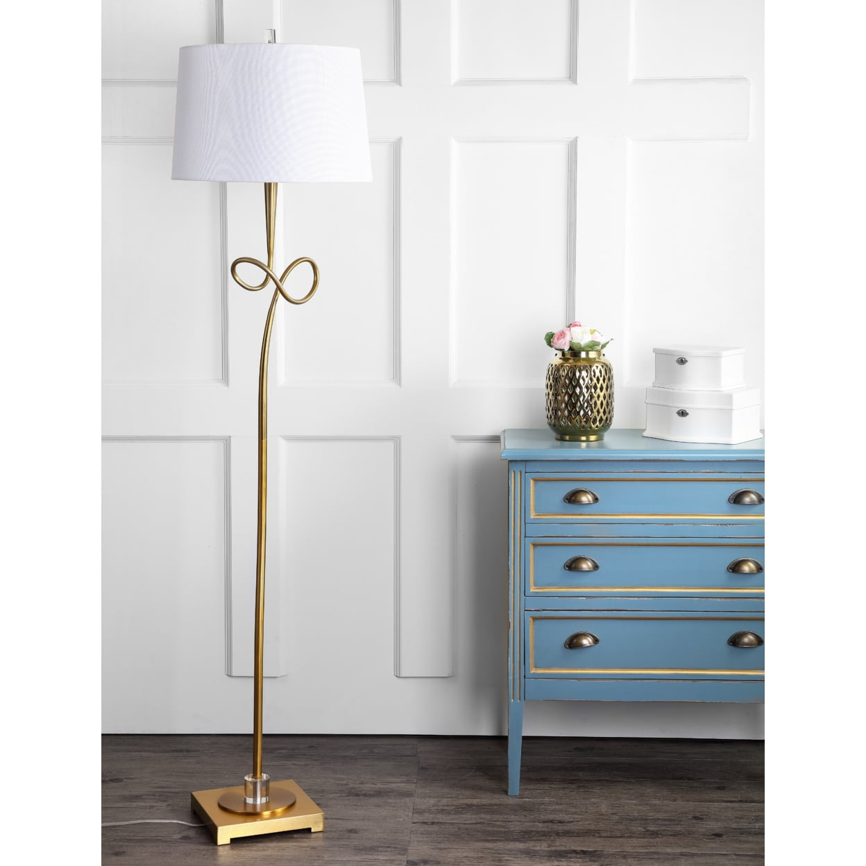 Safavieh Liana 66.5 in. H Modern Floor Lamp, Gold/Off White Shade