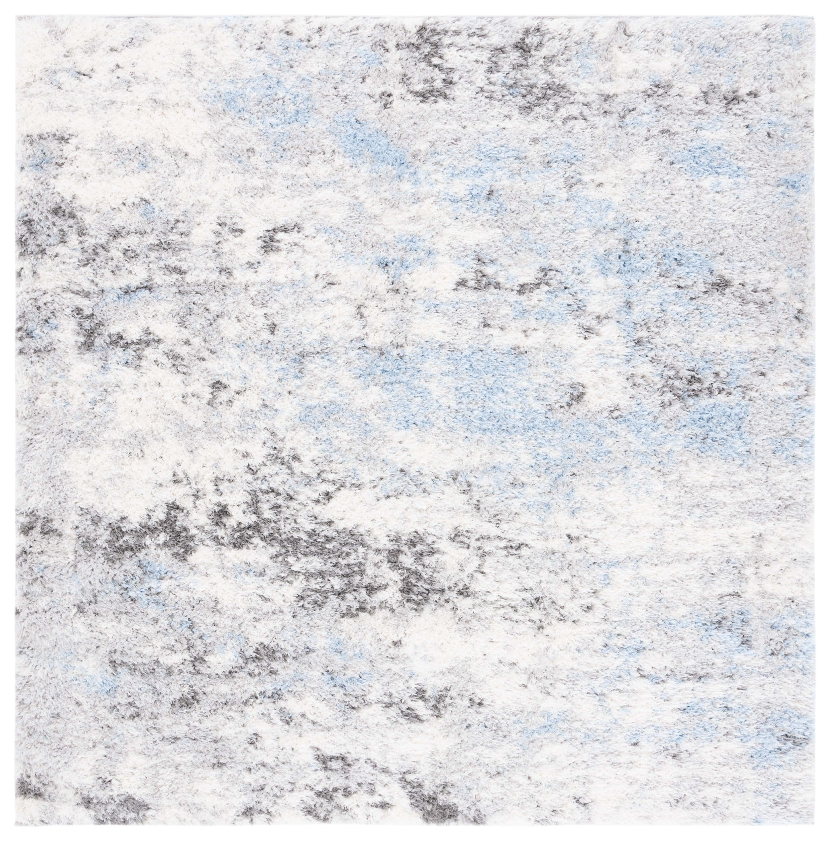 Berber Shag BER219 Power Loomed Area Rug - Grey/Cream - 6'7" X 6'7" Square - Safavieh.