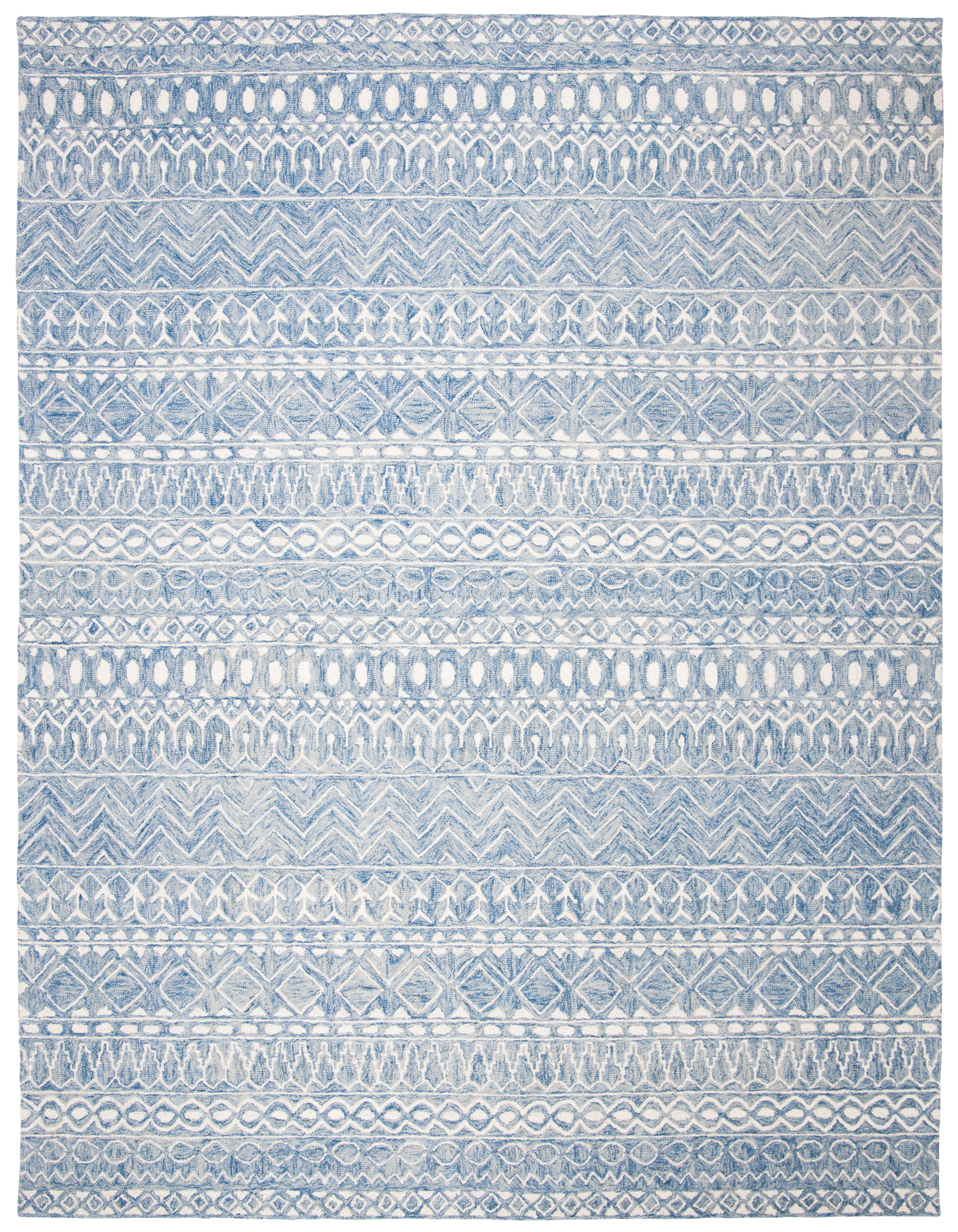 SAFAVIEH Micro-Loop Daithi Geometric Area Rug, Blue/Ivory, 10' x 14'