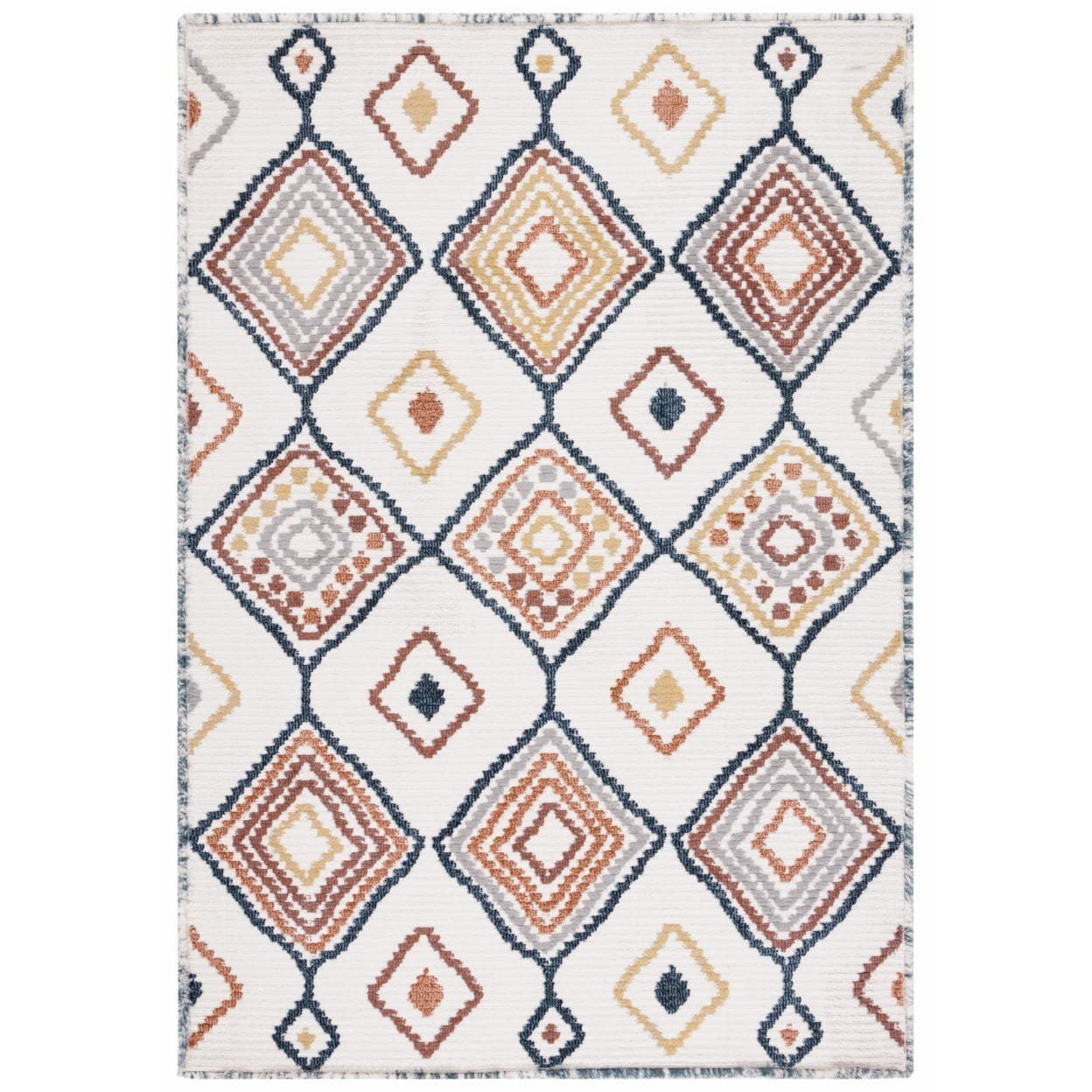 SAFAVIEH Marrakesh Augustin Southwestern Polyester Area Rug, Ivory/Multi, 9' x 12'