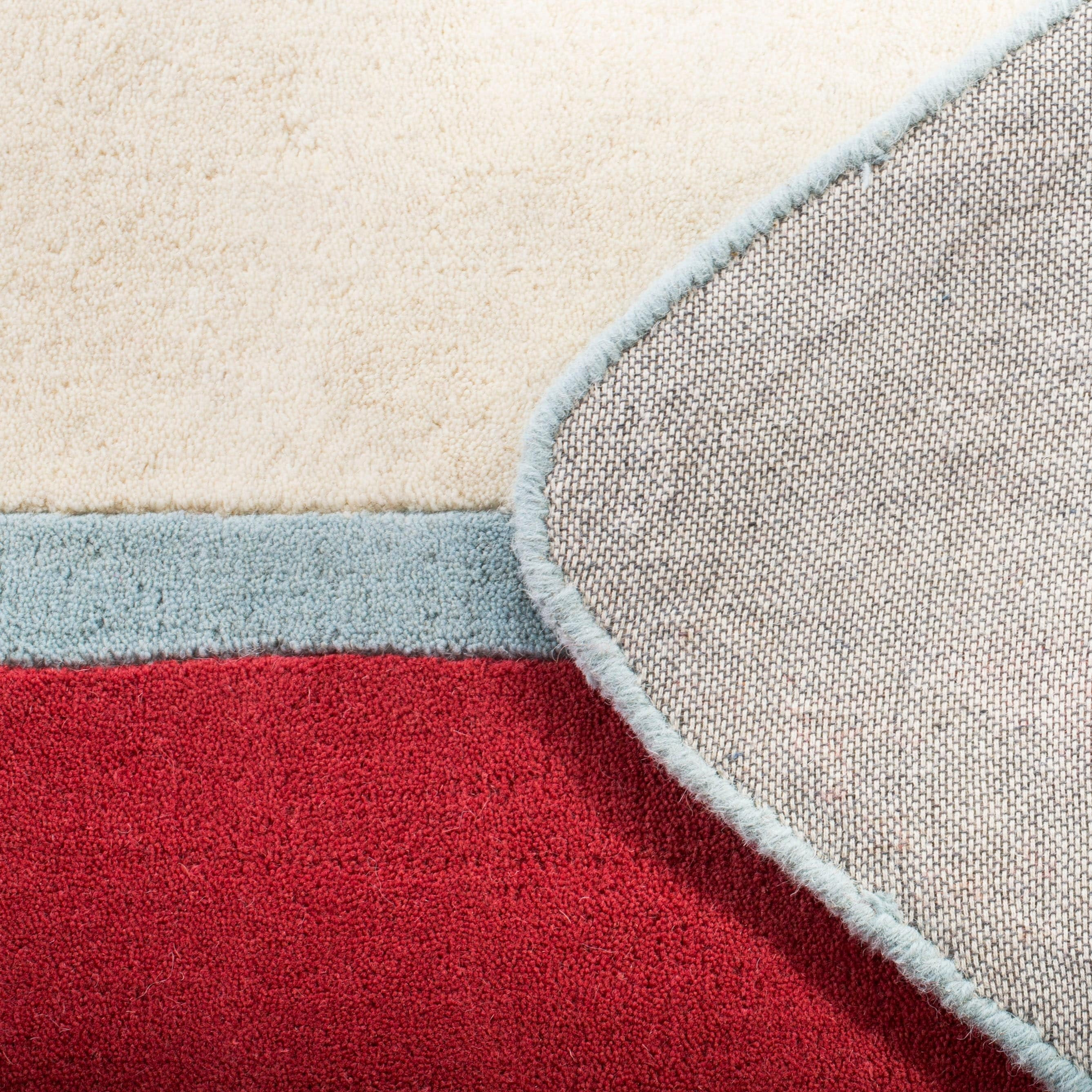 Safavieh  Martha Stewart Collection Modern & Contemporary Ivory / Blue Wool Rug 5'  x  5'6" 5' x 8',4' x 6'