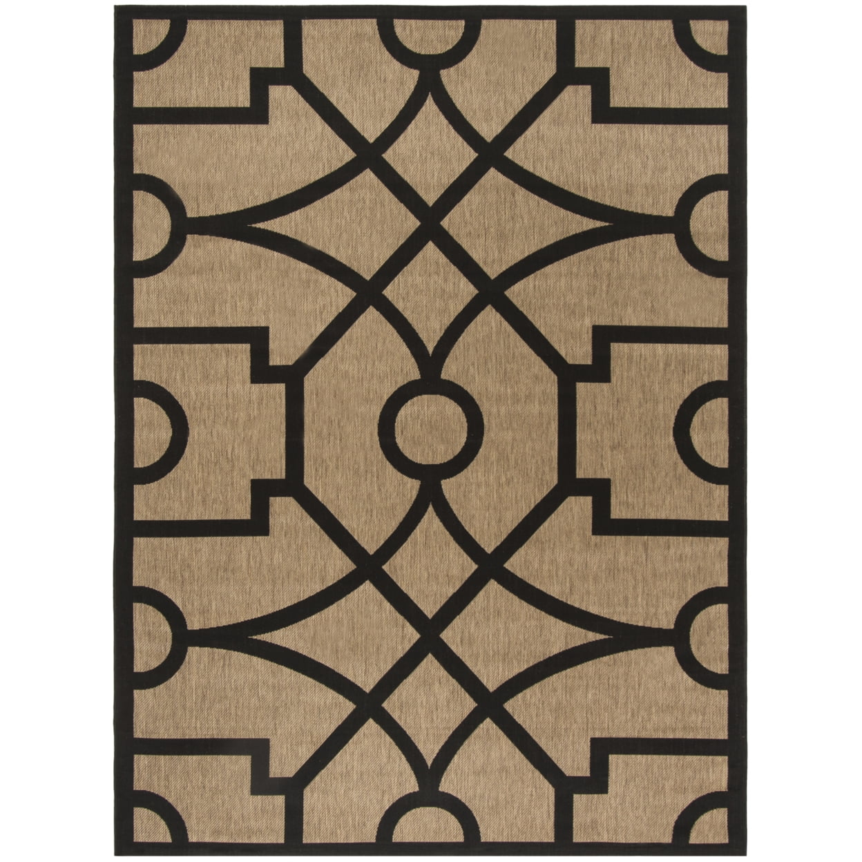 Martha Stewart Fretwork - MSR4121 - Indoor Power Loomed Runners - Dark Beig/Black - 2'7"x5'