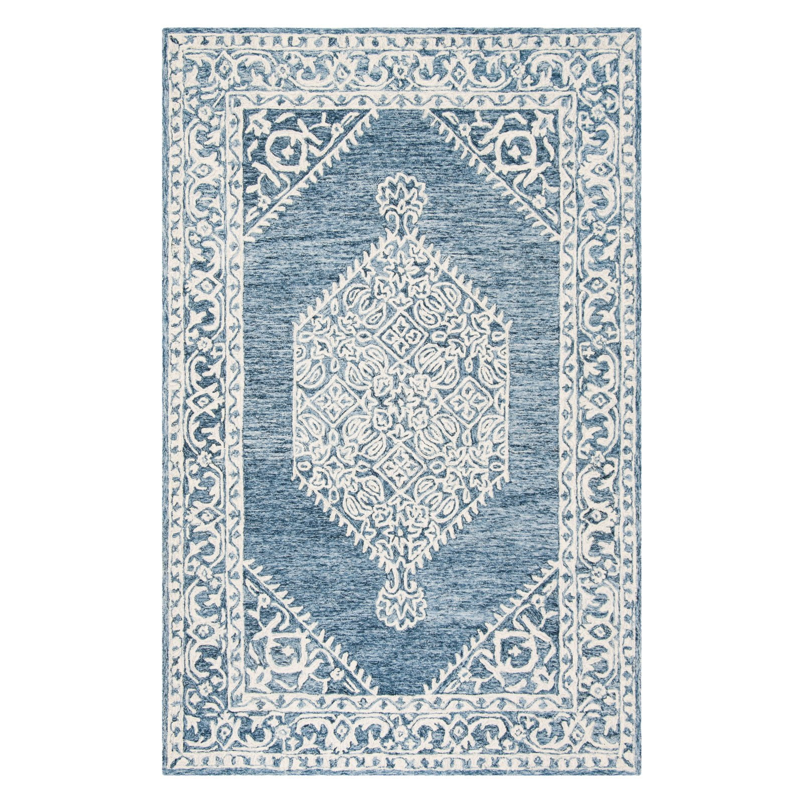 SAFAVIEH Micro-Loop Esmond Floral Area Rug, Blue/Ivory, 2'6" x 4'