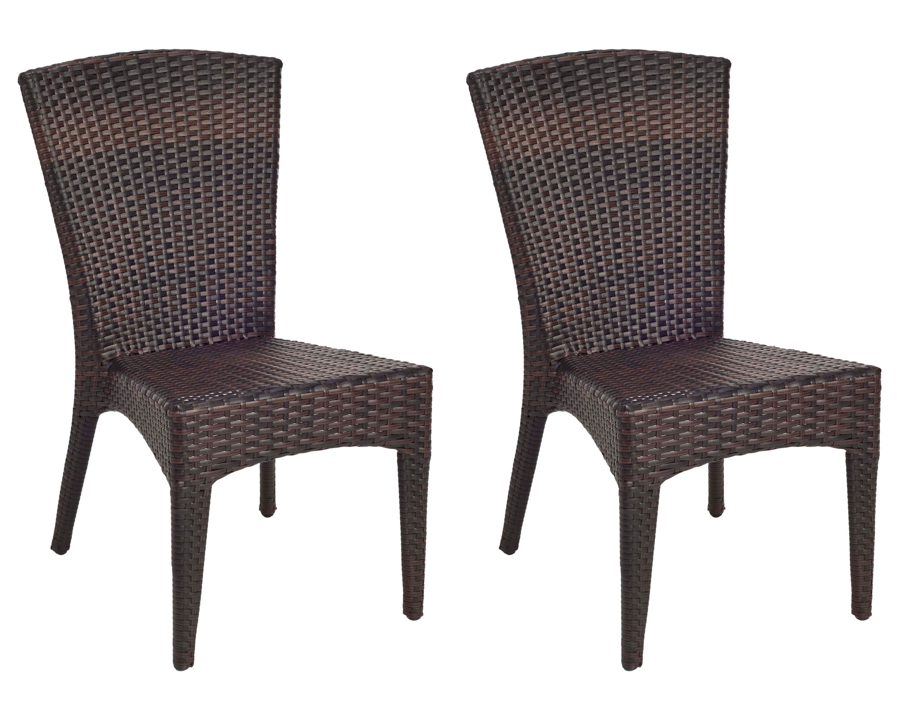 Safavieh New Castle Outdoor Patio Side Chair, Set of 2 - Black/Brown