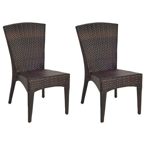 Safavieh New Castle Outdoor Patio Side Chair, Set of 2 - Black/Brown