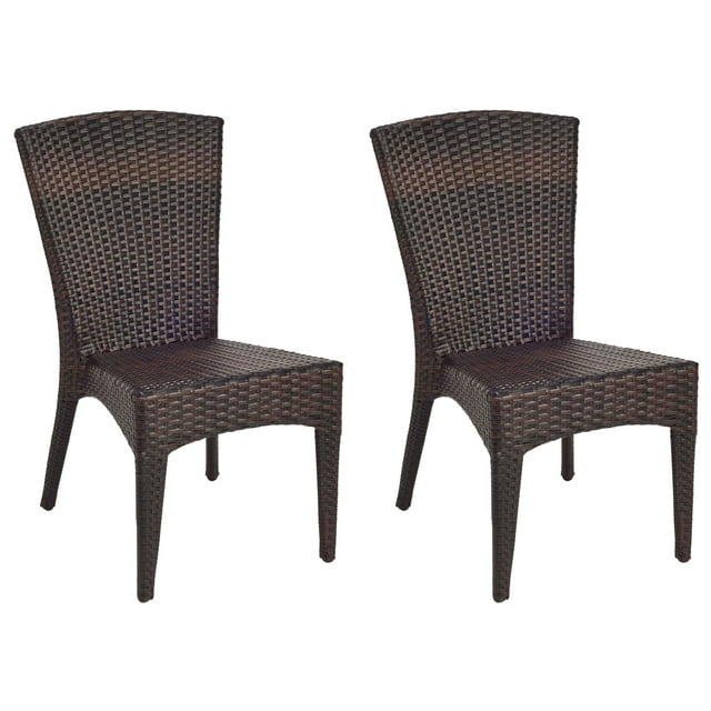 Safavieh New Castle Outdoor Patio Side Chair, Set of 2 - Black/Brown