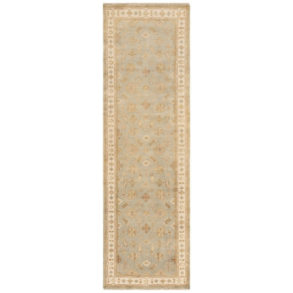 Oushak OSH141 Hand Knotted Runner Rug - Soft Green/Ivory - 3'x10' - Safavieh.