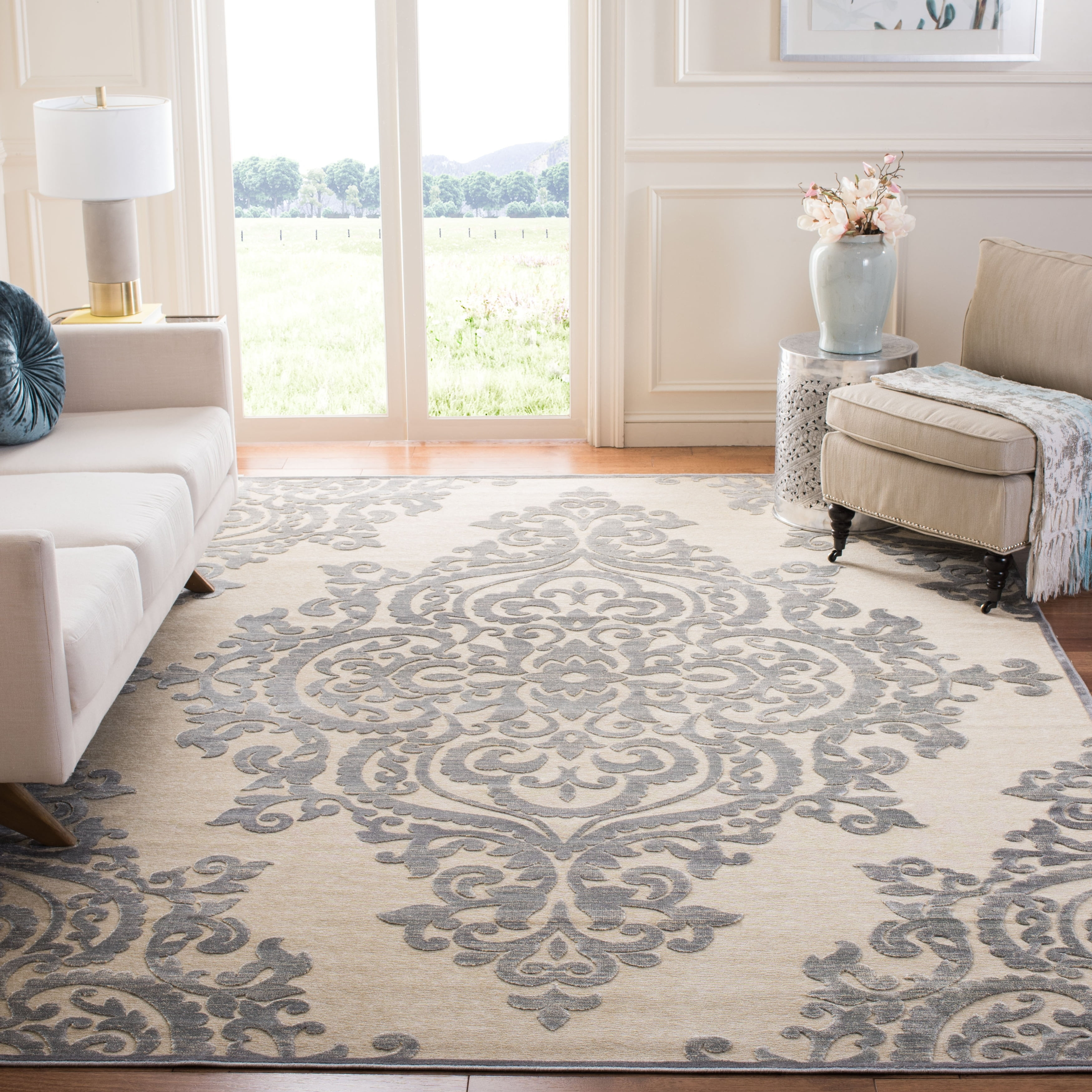 SAFAVIEH Paradise Edna Damask Area Rug, Grey/Multi, 8' x 10'