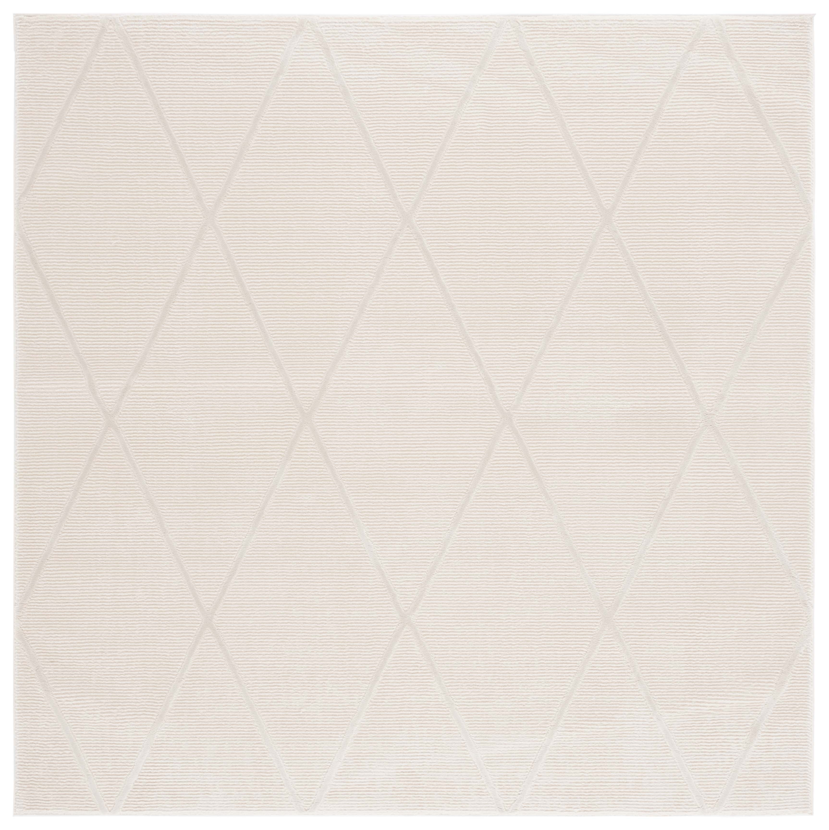 SAFAVIEH Revive Lorrin Diamond Polyester Area Rug, Ivory, 6'7" x 6'7" Square