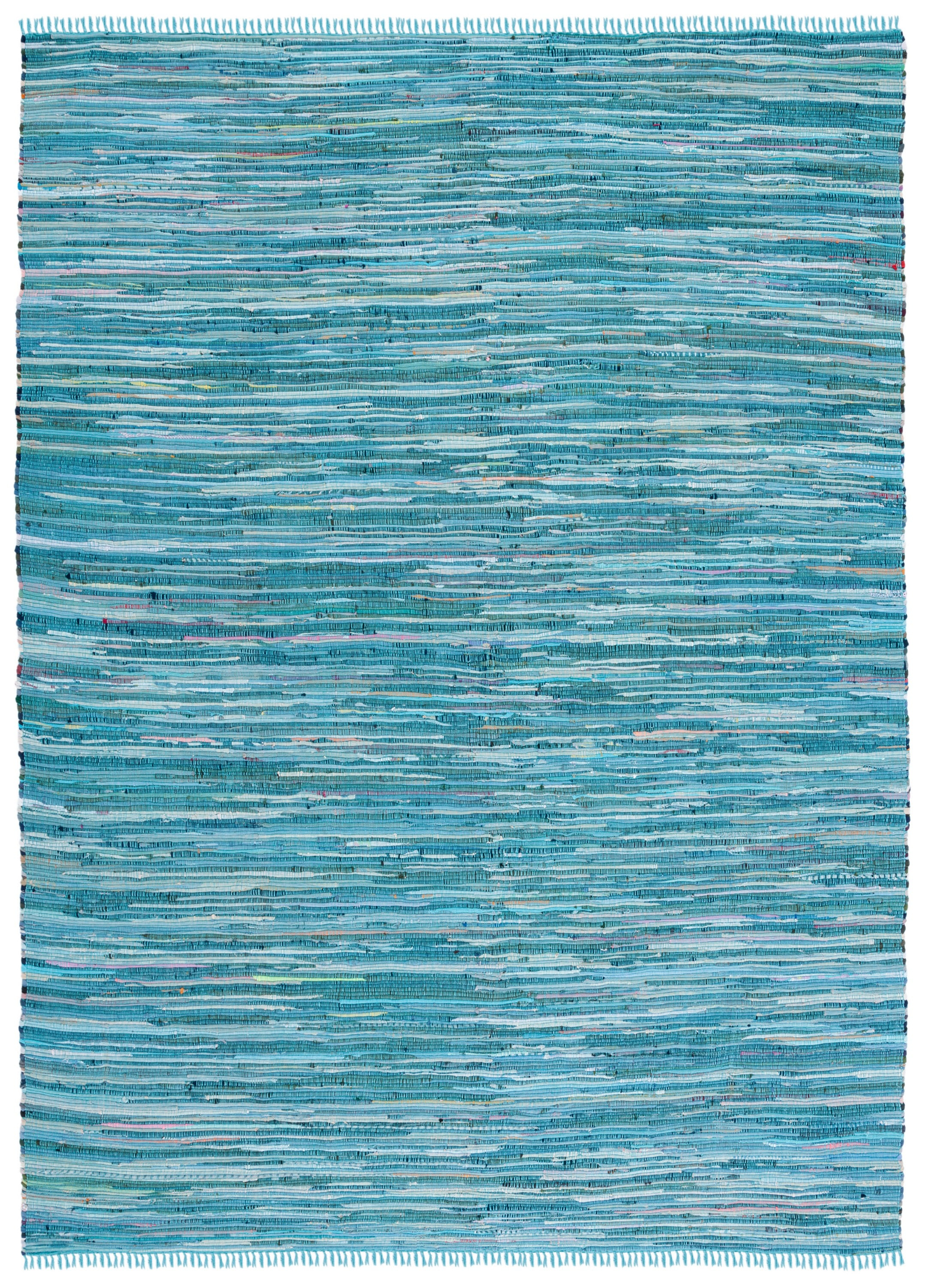 SAFAVIEH Rag Robynne Striped Cotton Area Rug, Blue/Multi, 9' x 12'