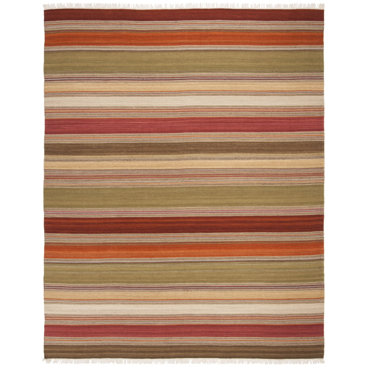 Striped Kilim STK317 Hand Woven Accent Rug - Green - 3'x5' - Safavieh.
