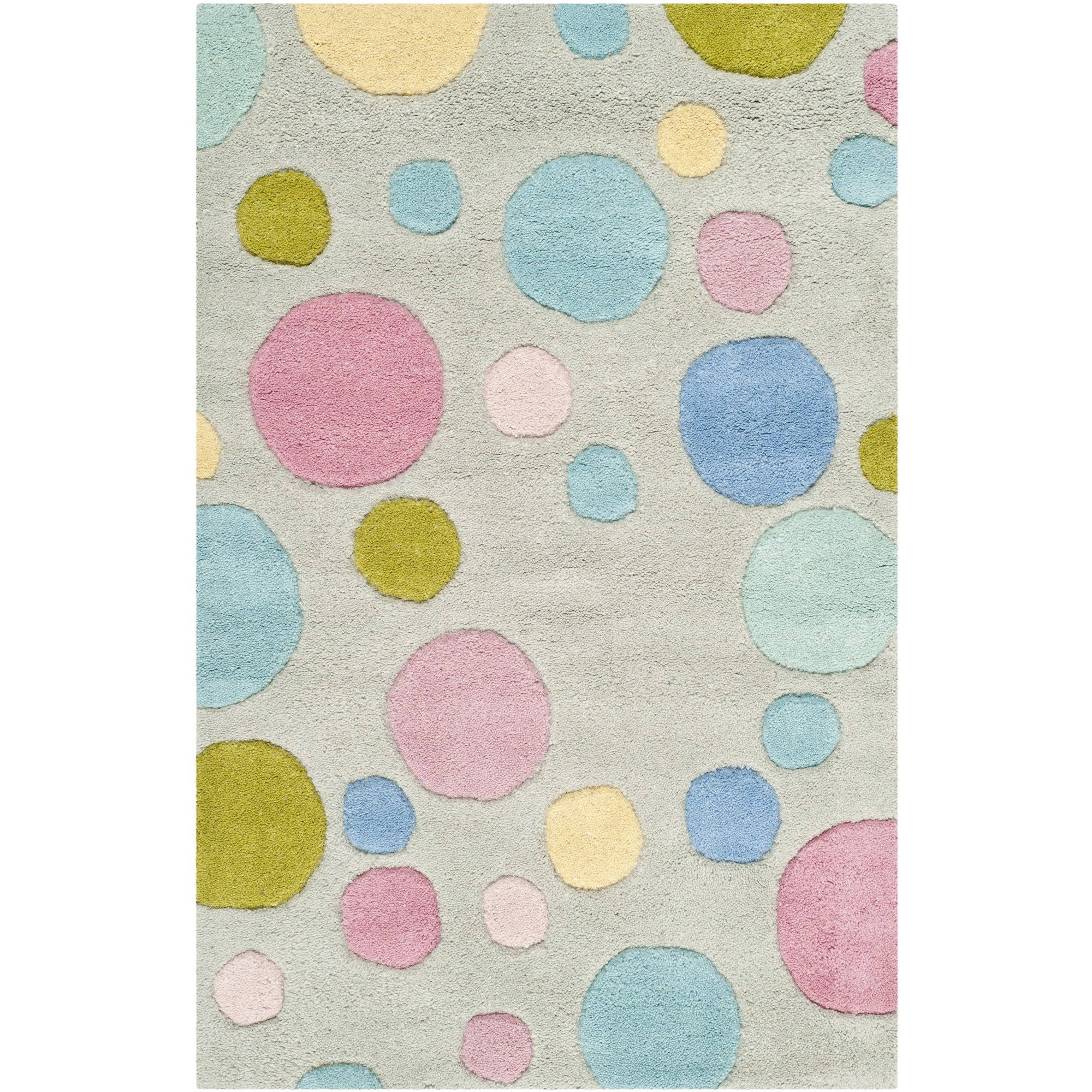 SAFAVIEH Soho Dots Polka Dots Wool Area Rug, Grey/Multi, 3'6" x 5'6"