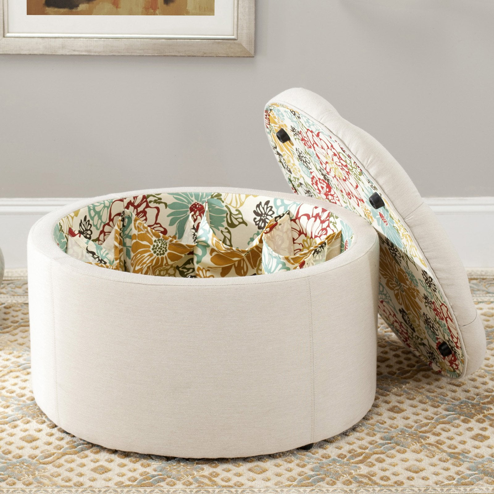 Tanisha Shoe Storage Ottoman - Off White - Safavieh