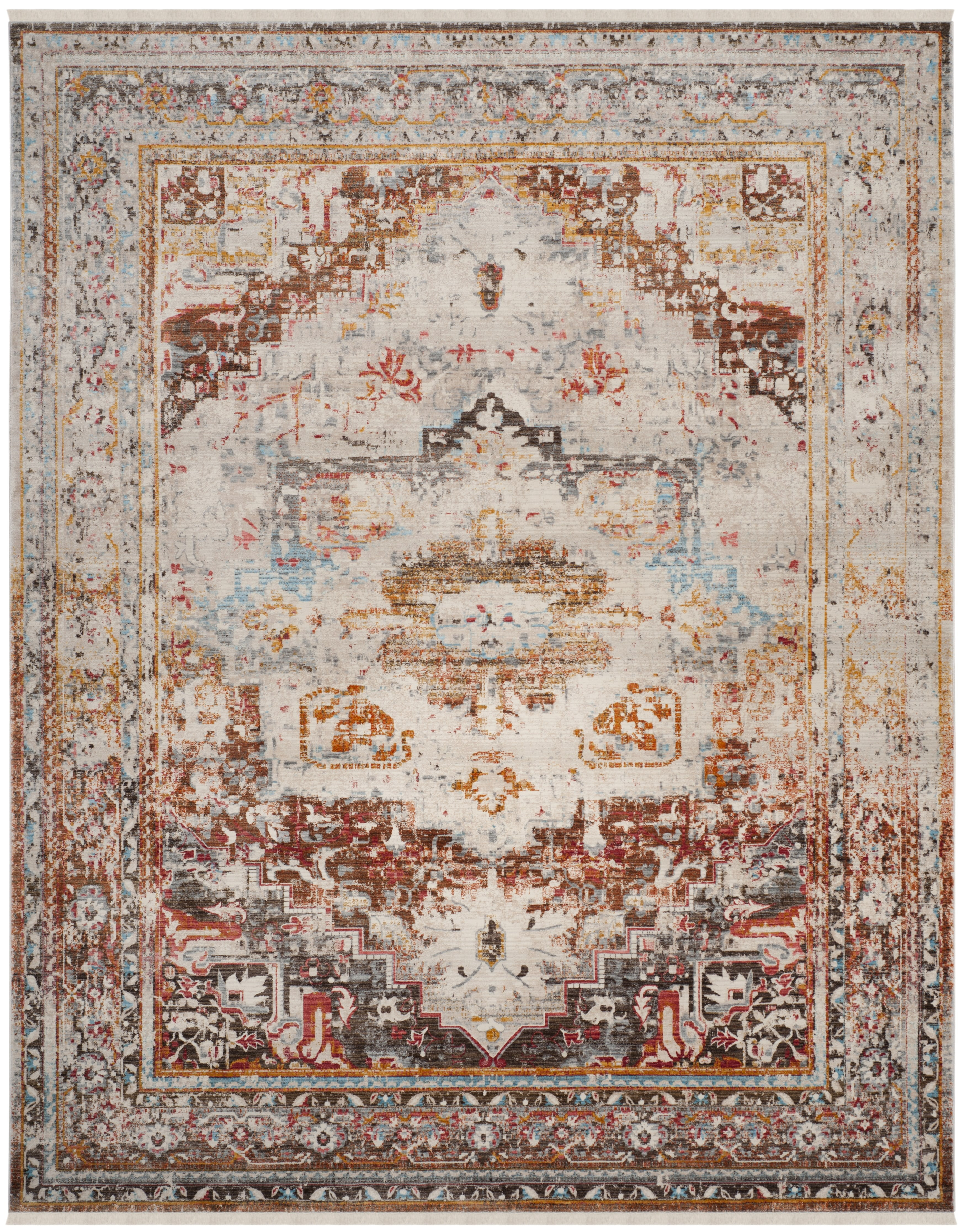 SAFAVIEH Vintage Persian Tarek Medallion Polyester Area Rug, Cream/Multi, 8' x 10'