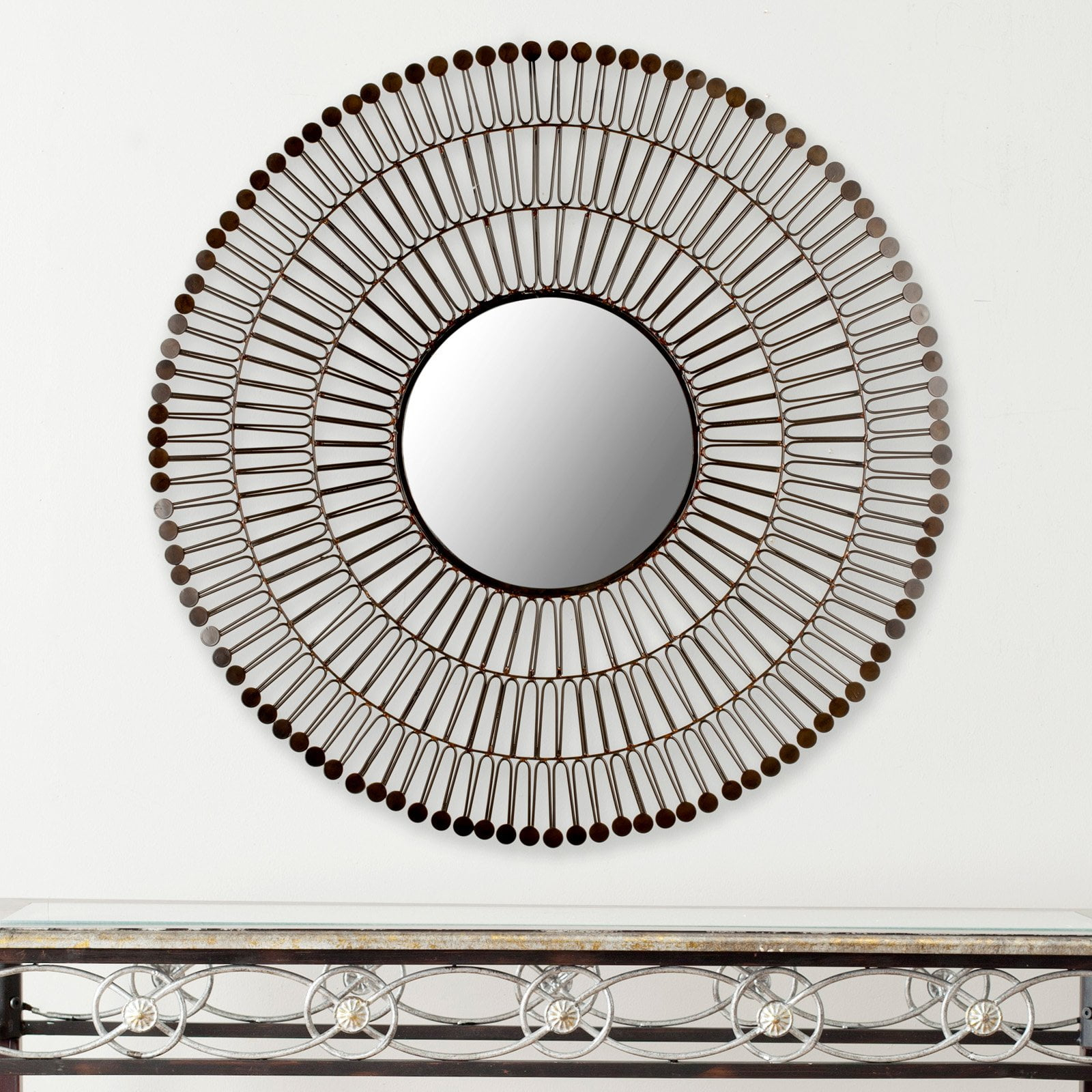 Safavieh  Victoria Coffee Bronze 31-inch Round Decorative Mirror - 31" x 31" x 1.5"