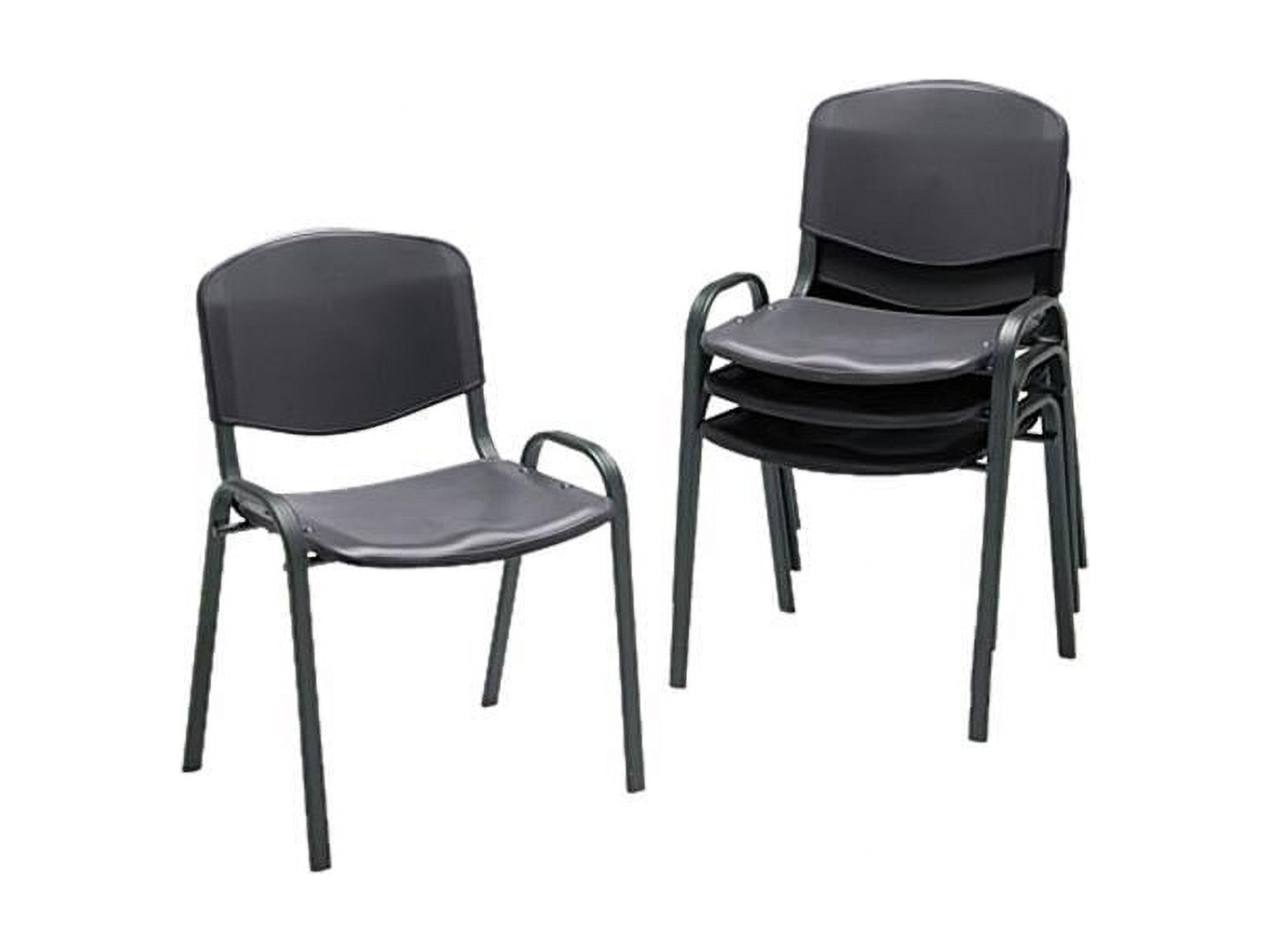 Safco Stacking Chair, Supports Up to 250 lb, 18" Seat Height, Black Seat, Black Back, Black Base, 4/Carton