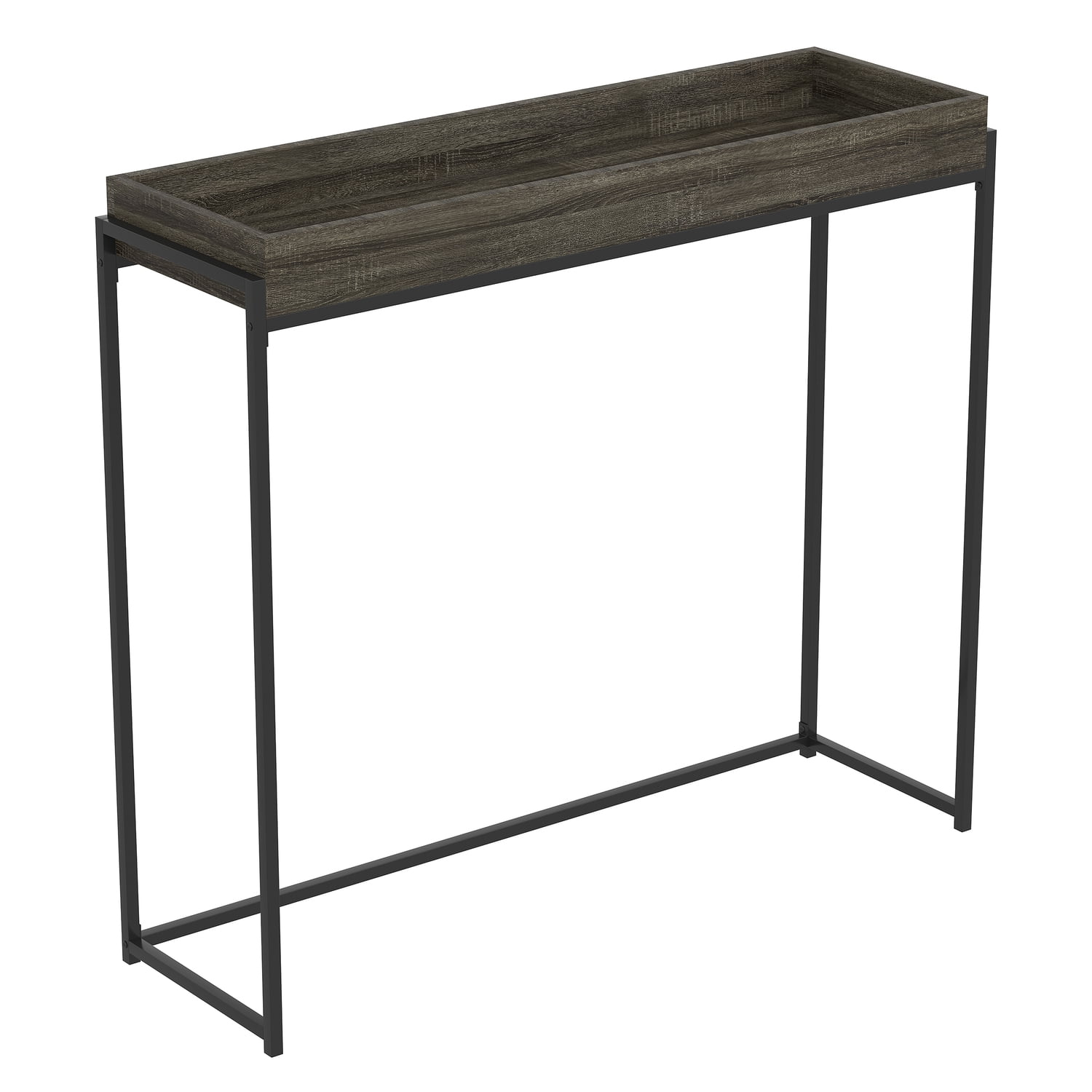 Safdie & Co. 39.5"L Sunken Tray Console Table in Dark Grey