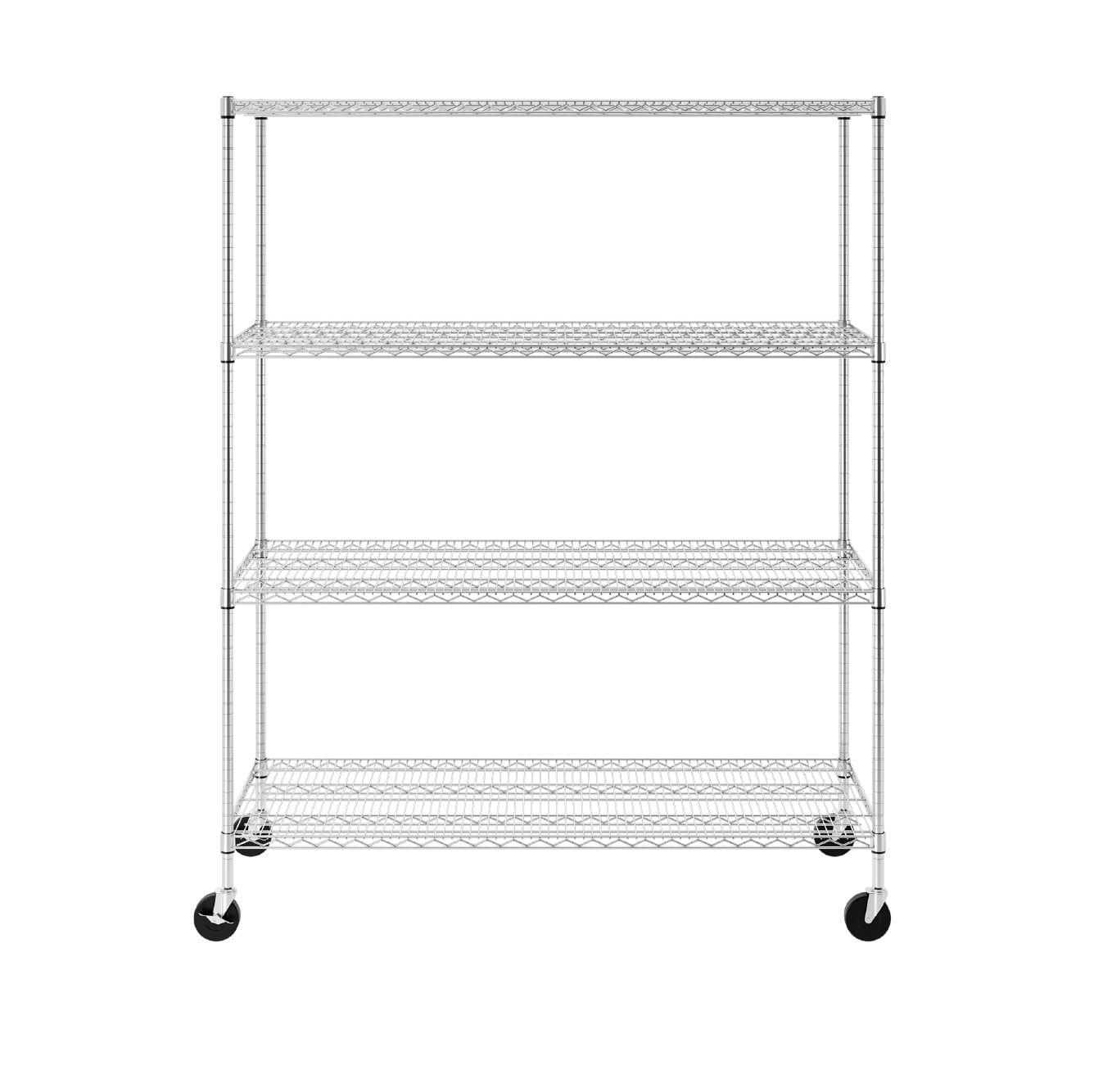 SafeRacks WS-602472-ZW4 24 x 60 x 72-Inch 4-Tier Storage Heavy-Duty 350-Pound Shelf Steel Wire Shelving Rack with Wheels, Stainless