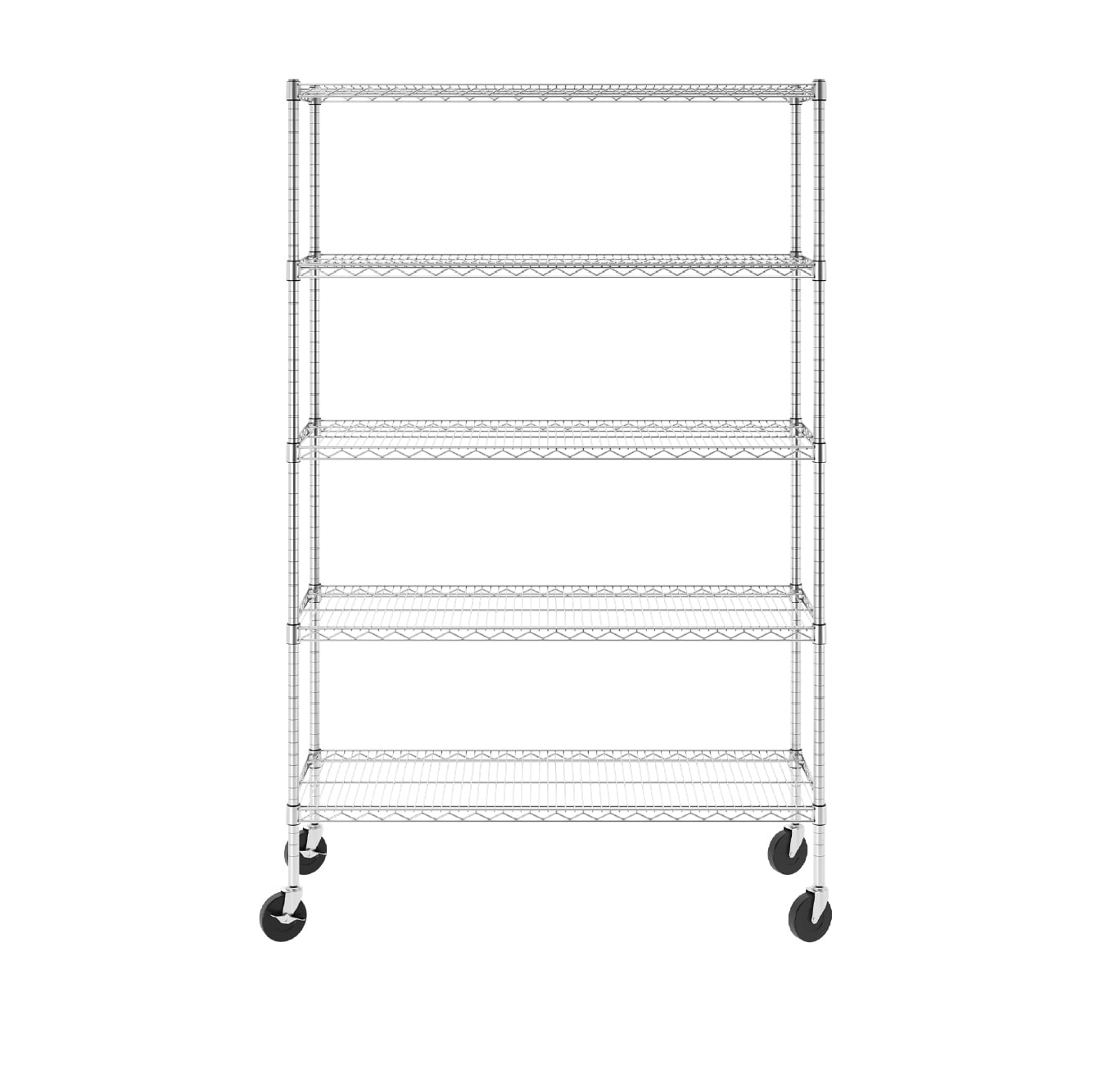 SafeRacks NSF Certified 5-Tier Steel Wire Shelving with Adjustable Shelves and Wheels - 2500 lb Capacity - 48" x 18" x 72"
