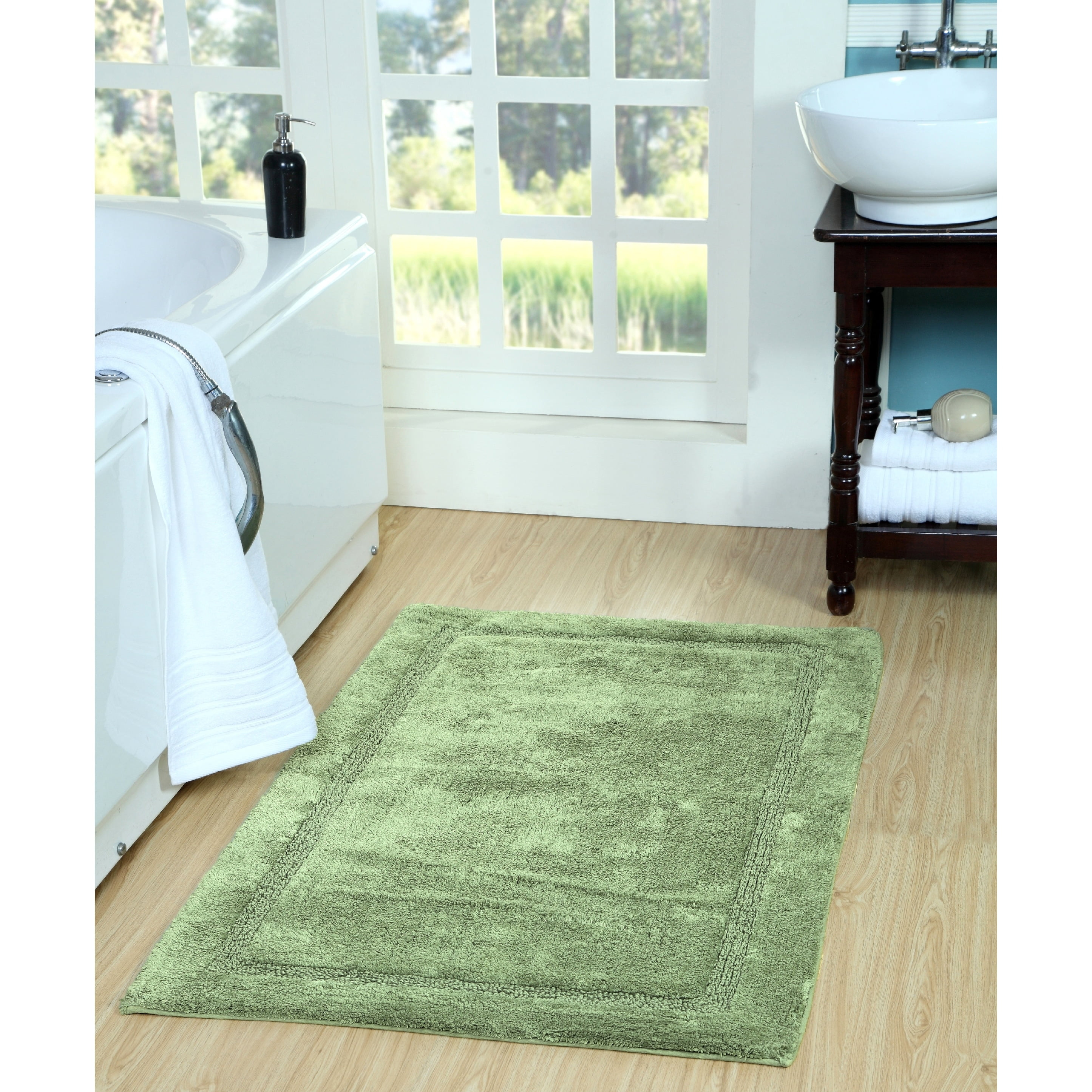 Saffron Fabs  Cotton Regency Bath Rug Sage Green 22 x 34