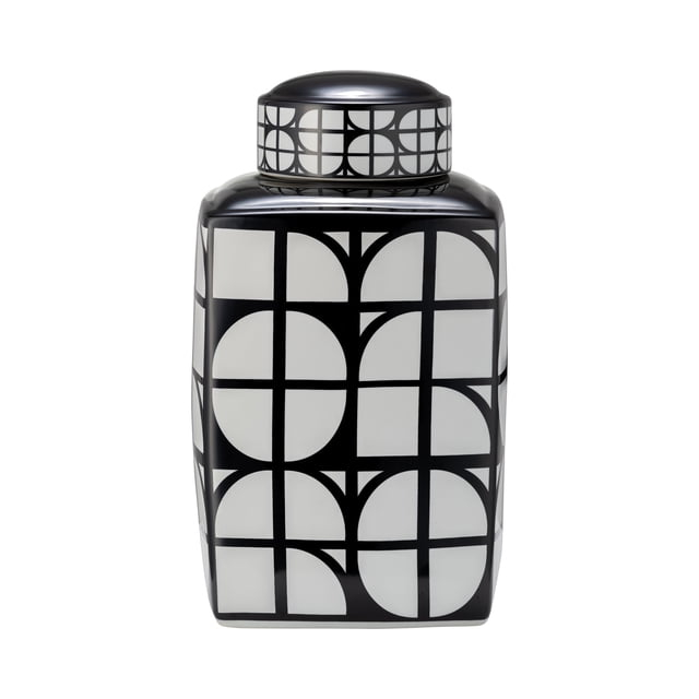 Sagebrook Home Chic Geometric Jar – Elegant Ceramic Container for Home