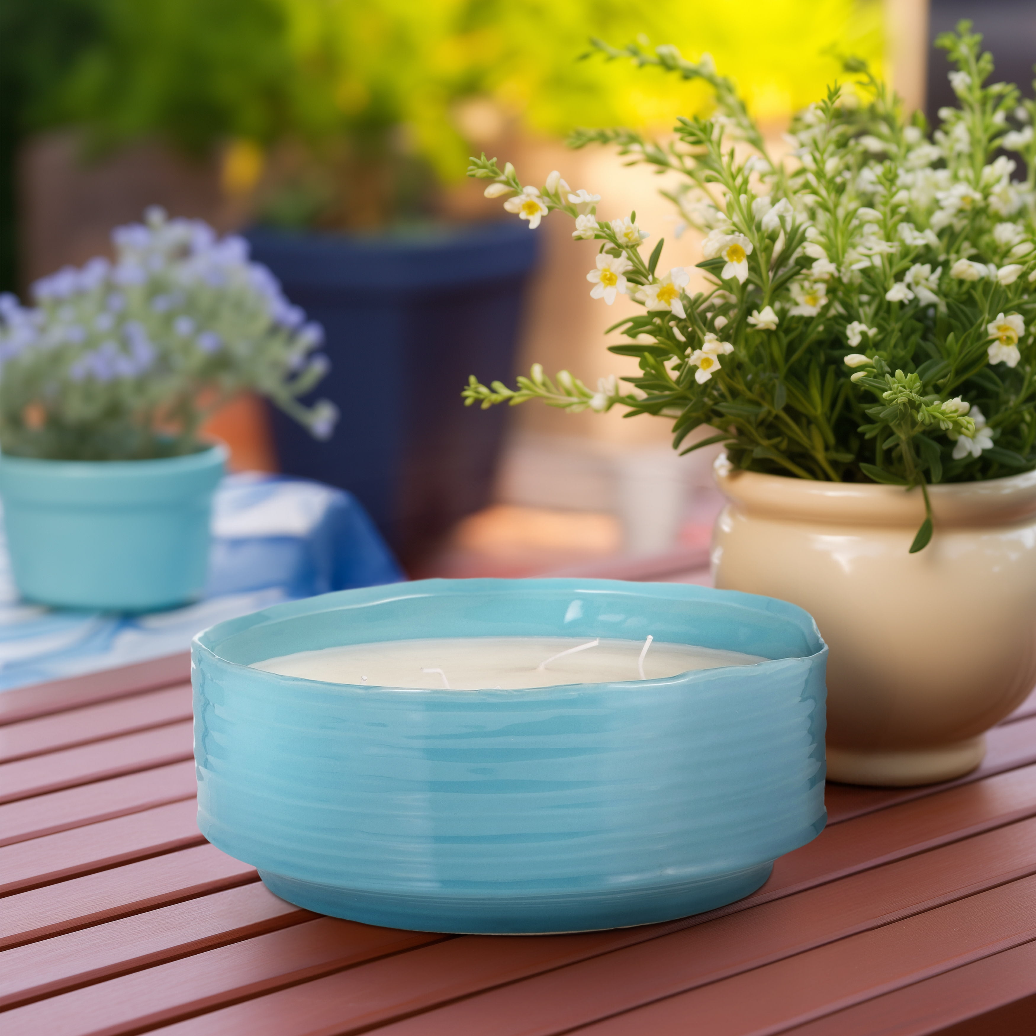 Sagebrook Home Citronella Candle / Planter 10" Sky 67oz
