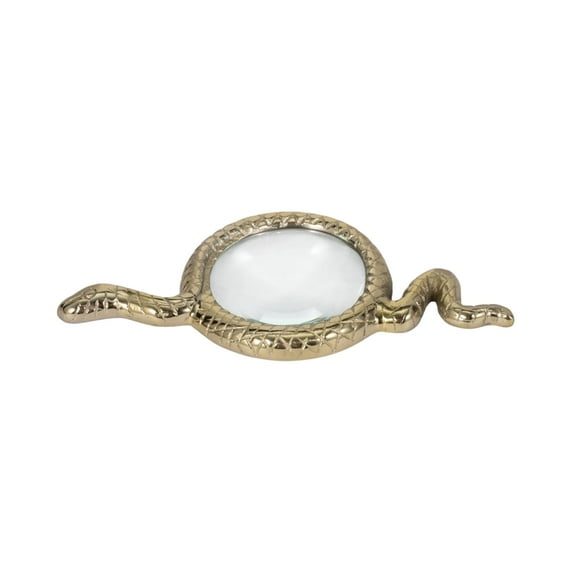 Sagebrook Home Elegant 9" Gold Snake Magnifying Glass, Crafted from Premium Aluminum and Glass, Decorative Object
