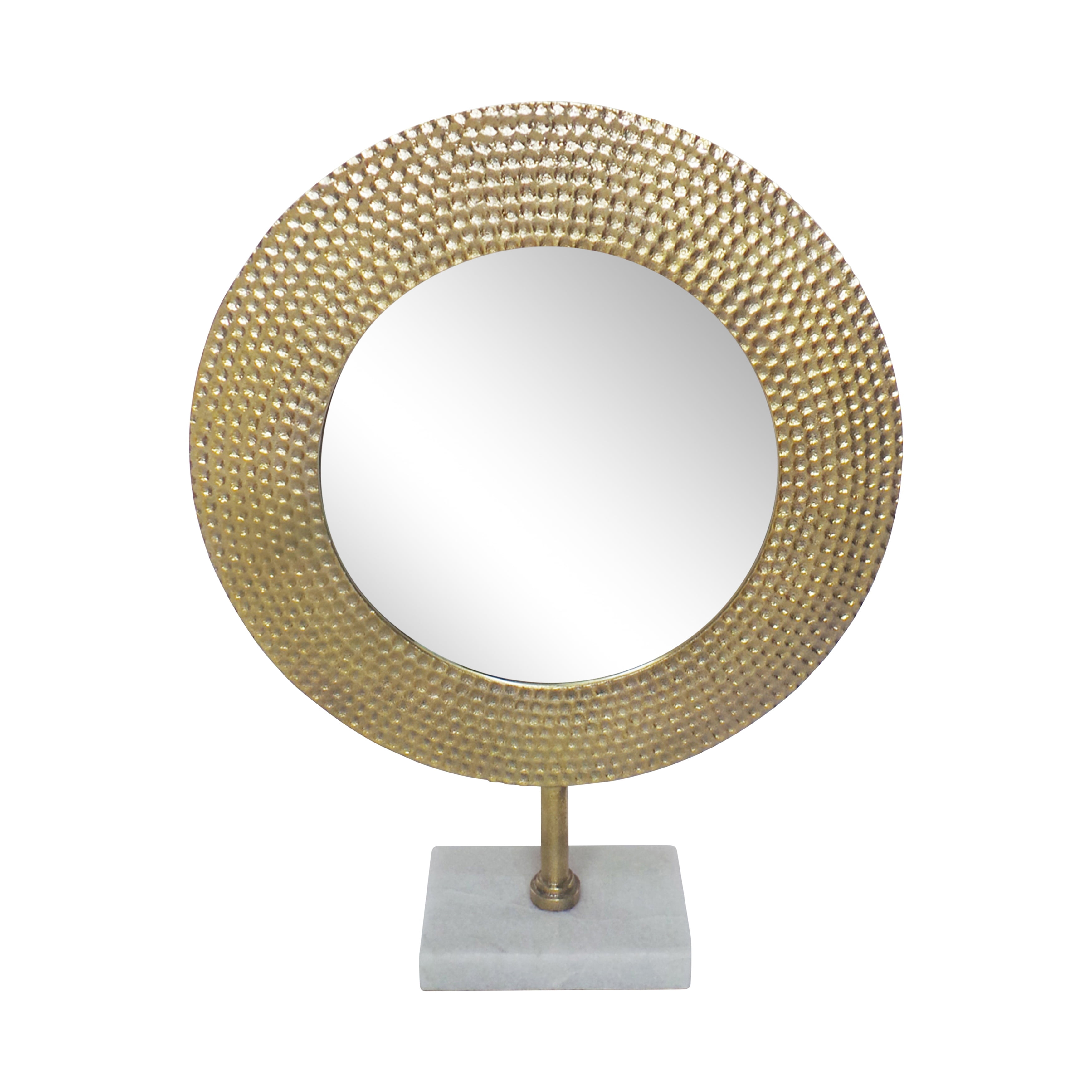 Sagebrook Home Metal 21" Hammered Mirror On Stand, Gold