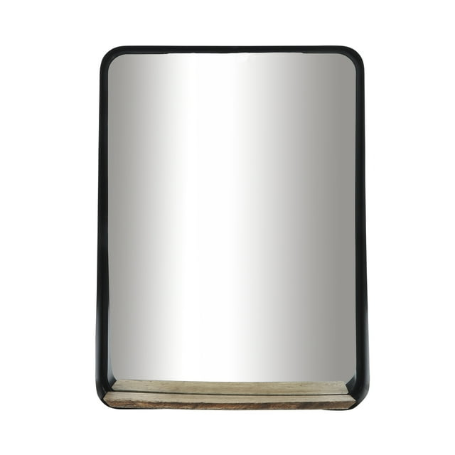 Sagebrook Home Metal, 22x30 Mirror with Shelf, Black/brown