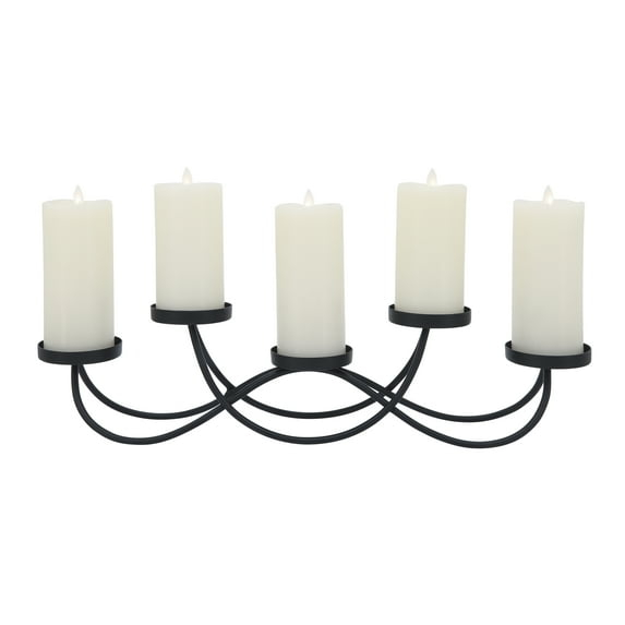 Sagebrook Home Metal, 24"l 5-pillar Holders, Black