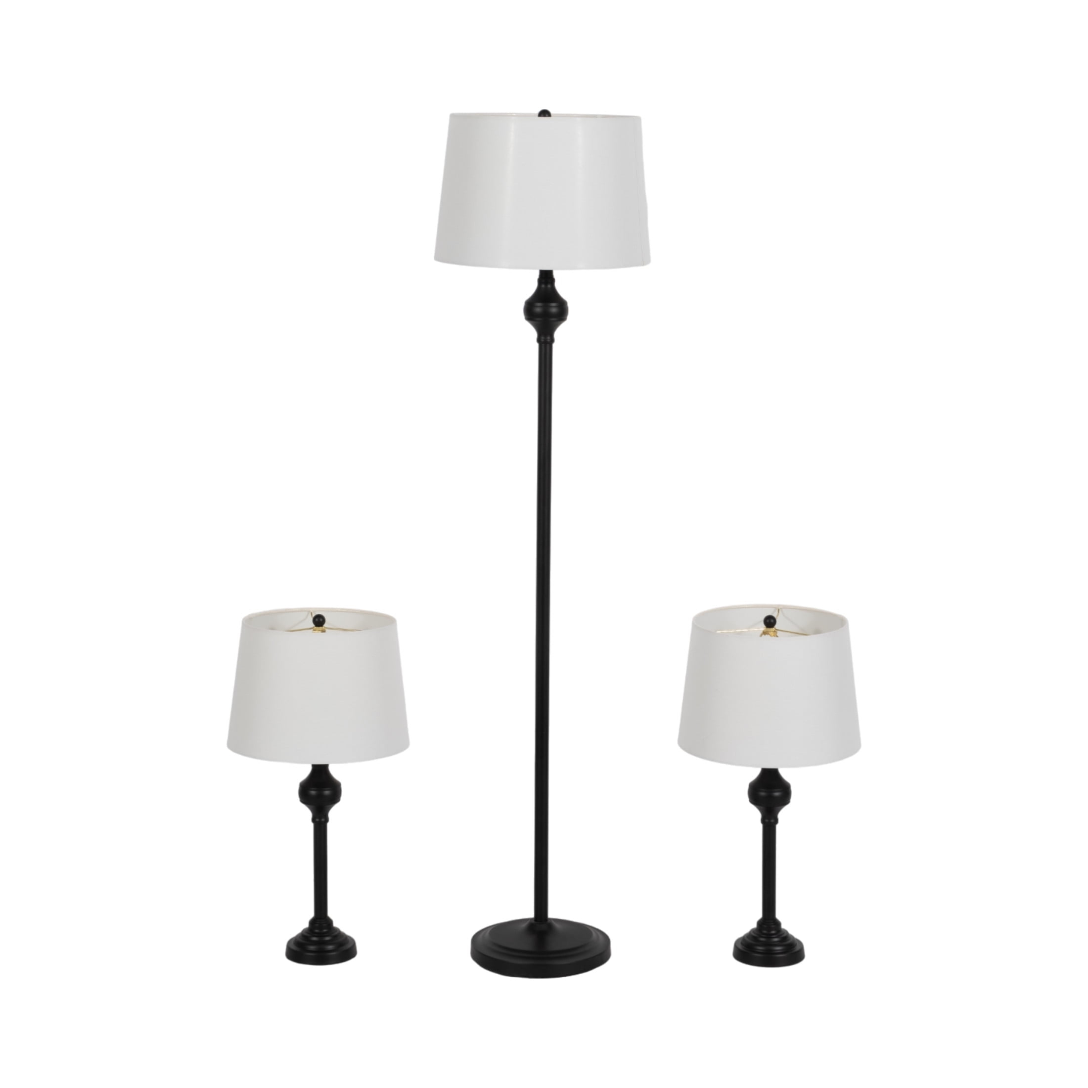 25"Hx13" Diameter/60"Hx16" Diameter, Set of Three, Metal Table & Floor Genie Lamps, Black, Stylish Lighting for Bedroom,