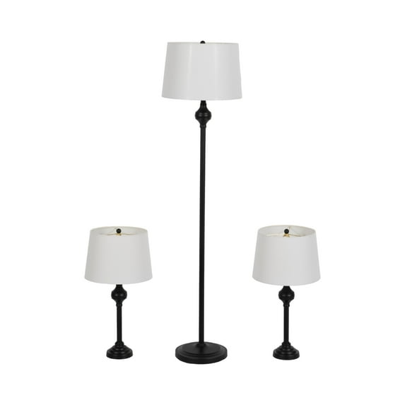 25"Hx13" Diameter/60"Hx16" Diameter, Set of Three, Metal Table & Floor Genie Lamps, Black, Stylish Lighting for Bedroom,