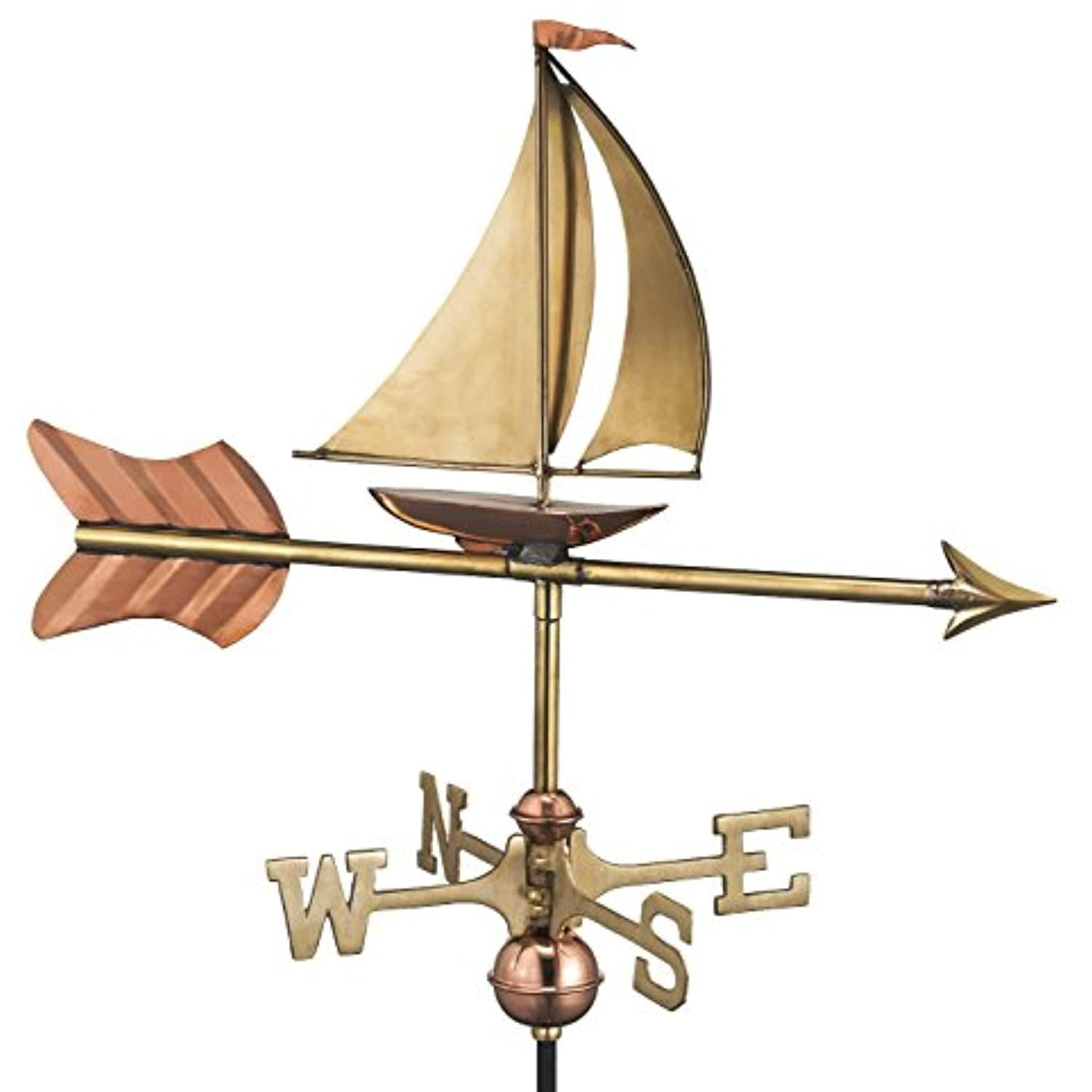 Good Directions 8803PG Sailboat Garden Weathervane with Garden Pole, Pure Copper