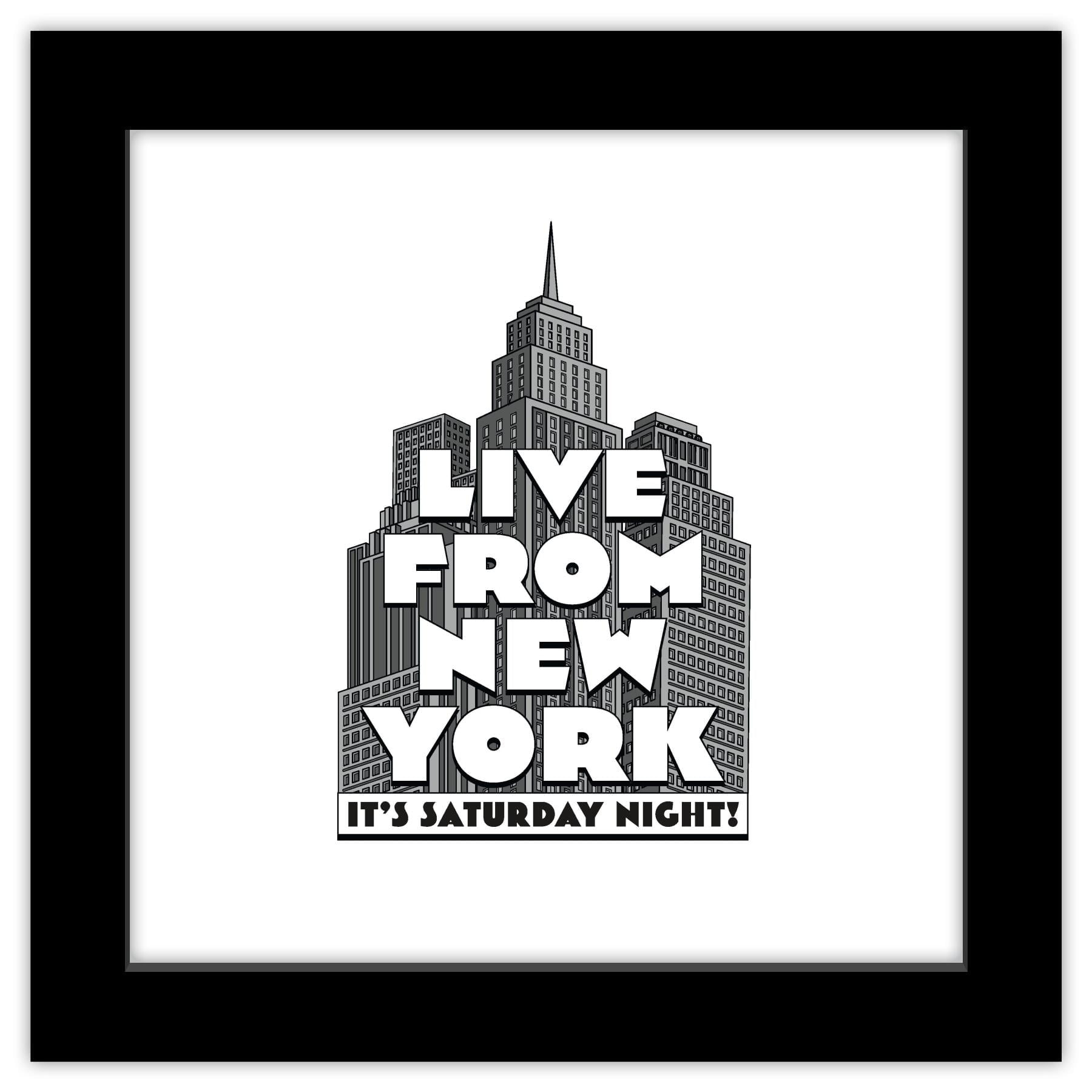 Gallery Pops Saturday Night Live - Live From New York Skyline Wall Art, Black Framed Version, 12" x 12"