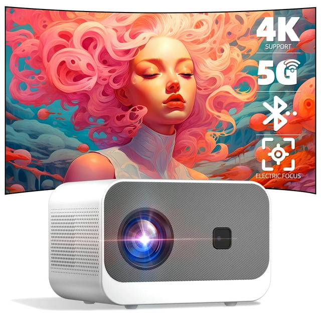 Sainyer WiFi Bluetooth 1080P FHD LCD Mini Projector, White