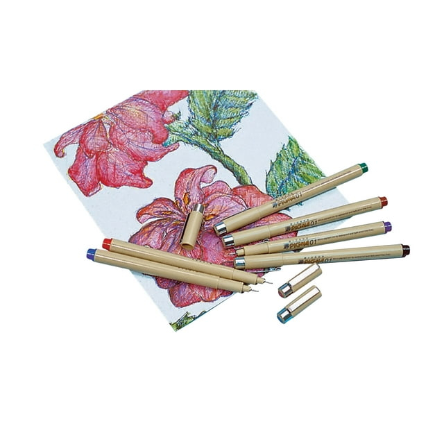 Sakura Pigma Micron Non-Toxic Waterproof Permanent Marker, Assorted Color, Pack of 6