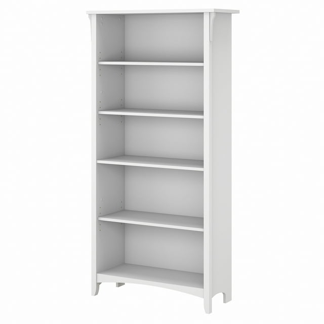 Salinas Tall 5 Shelf Bookcase in Pure White and Shiplap Gray - Engineered Wood