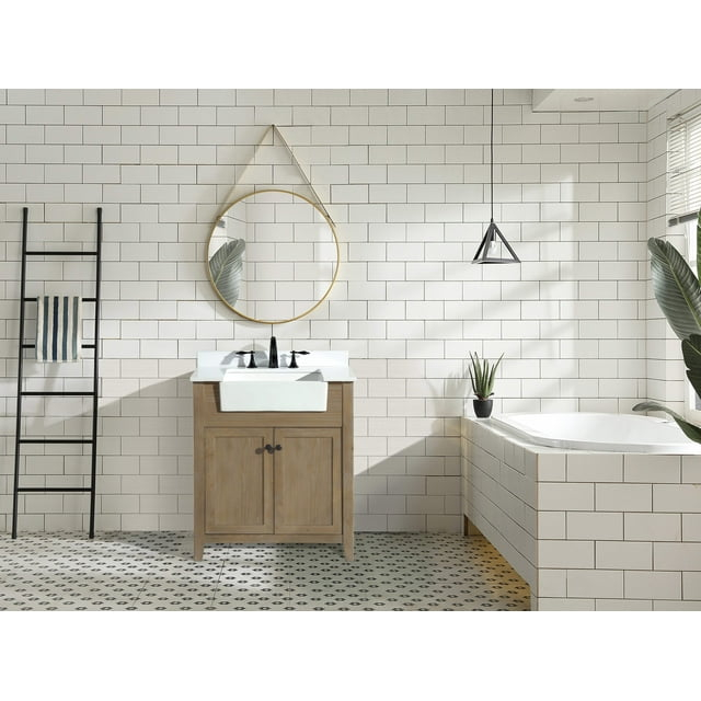 Sally 30" Bathroom Vanity Weathered Fir Finish - White Engineered Countertop