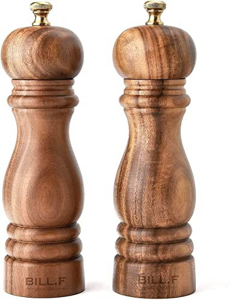 Salt and Pepper Grinder Set, Wood Pepper Mill Set of 2 Manual Salt Pepper Shakers