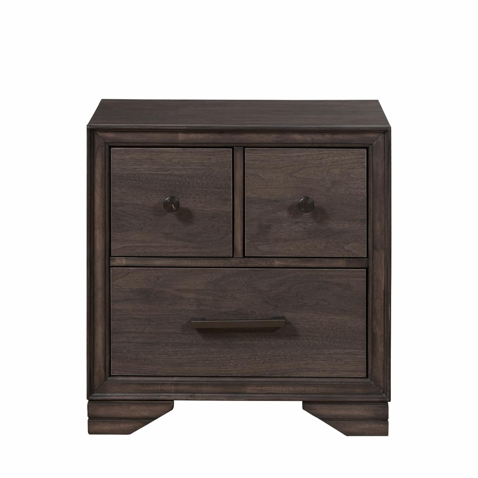 SLF Three Drawer Youth Nightstand with USB in Brown