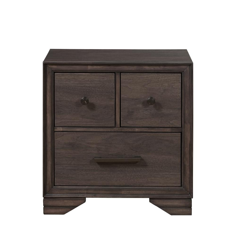 SLF Three Drawer Youth Nightstand with USB in Brown