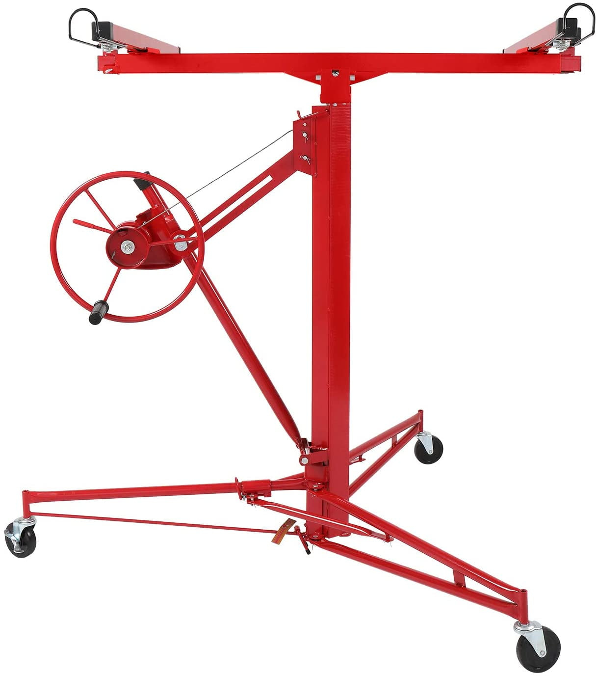Red Heavy Duty Steel Drywall Panel Hoist with Rolling Casters