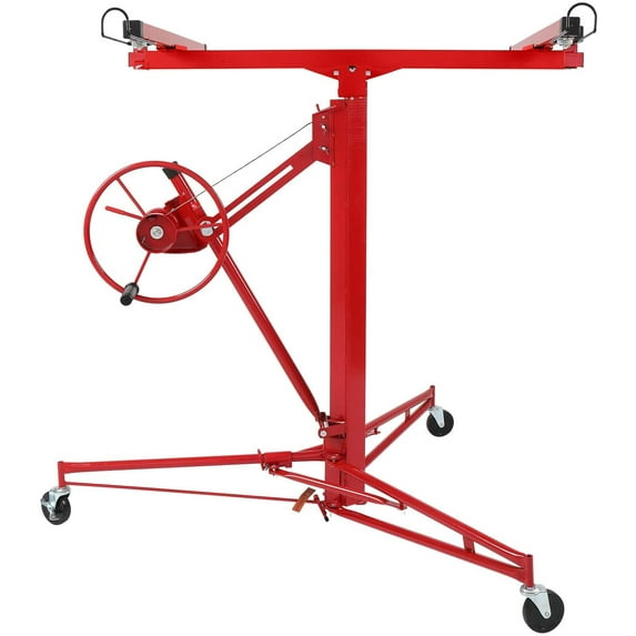 Red Heavy Duty Steel Drywall Panel Hoist with Rolling Casters