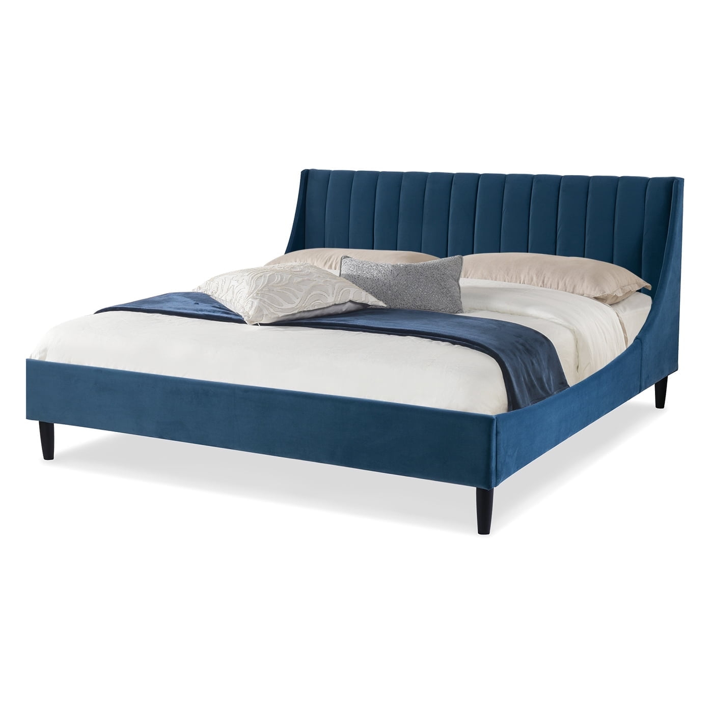 Sandy Wilson Home Aspen Tufted Headboard Platform Bed Queen Satin Teal Velvet